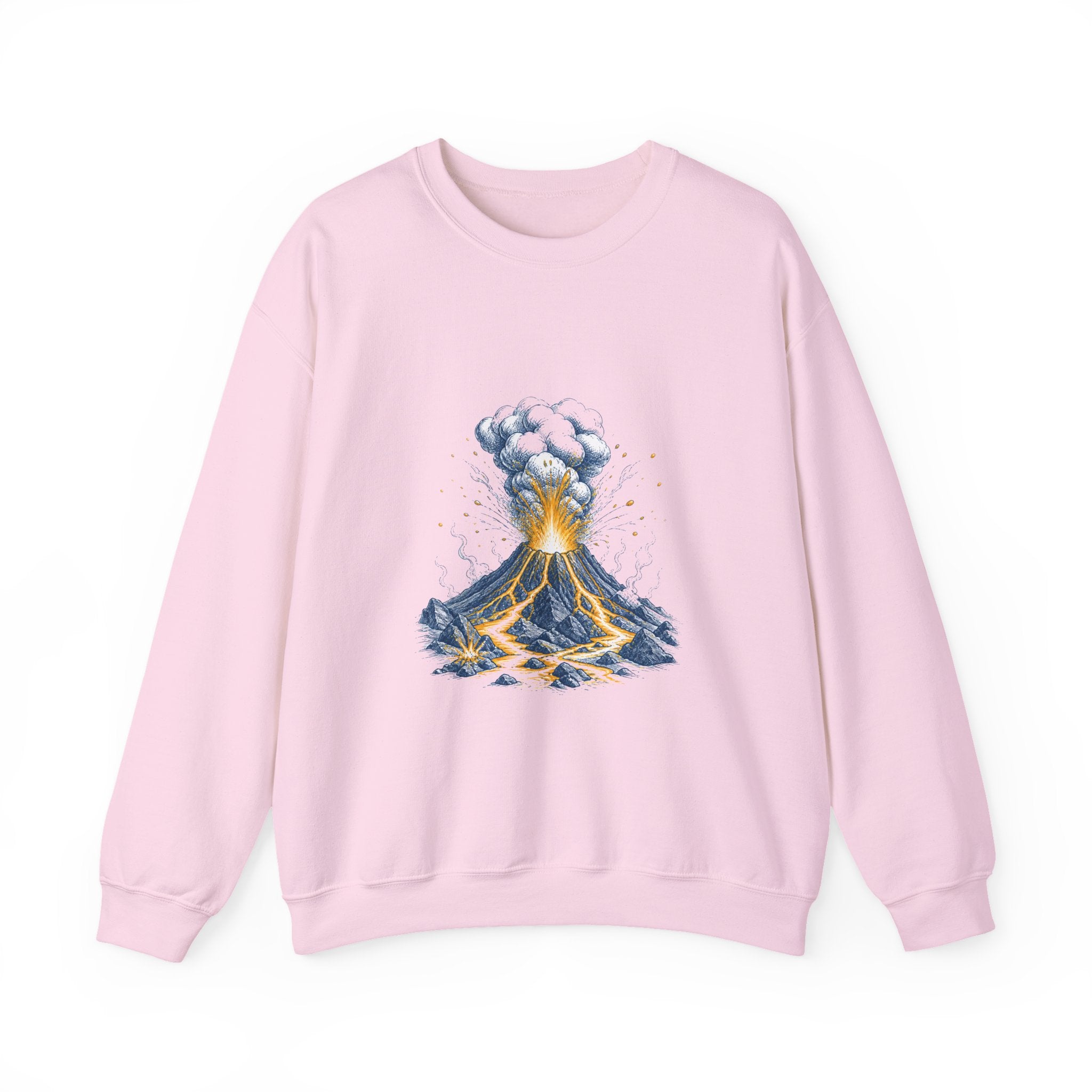 Matching Couple Sweatshirt - Volcano & Glacier Matching Couple Crewneck Sweatshirt Hand-Drawn Art His Hers Best Friend Gift - Design A