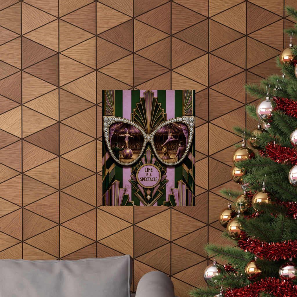 Sunglasses Circus Ring Wall Art Poster 24×36 Art Deco Bar Area Decor Maximalist Print