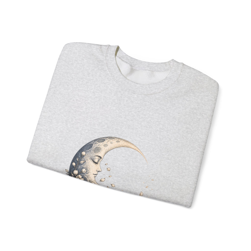 Matching Couple Sweatshirt - Waxing & Waning Moon Matching Couple Premium Fleece Sweatshirt Hand-Drawn Art His Hers Anniversary Gift - Design B