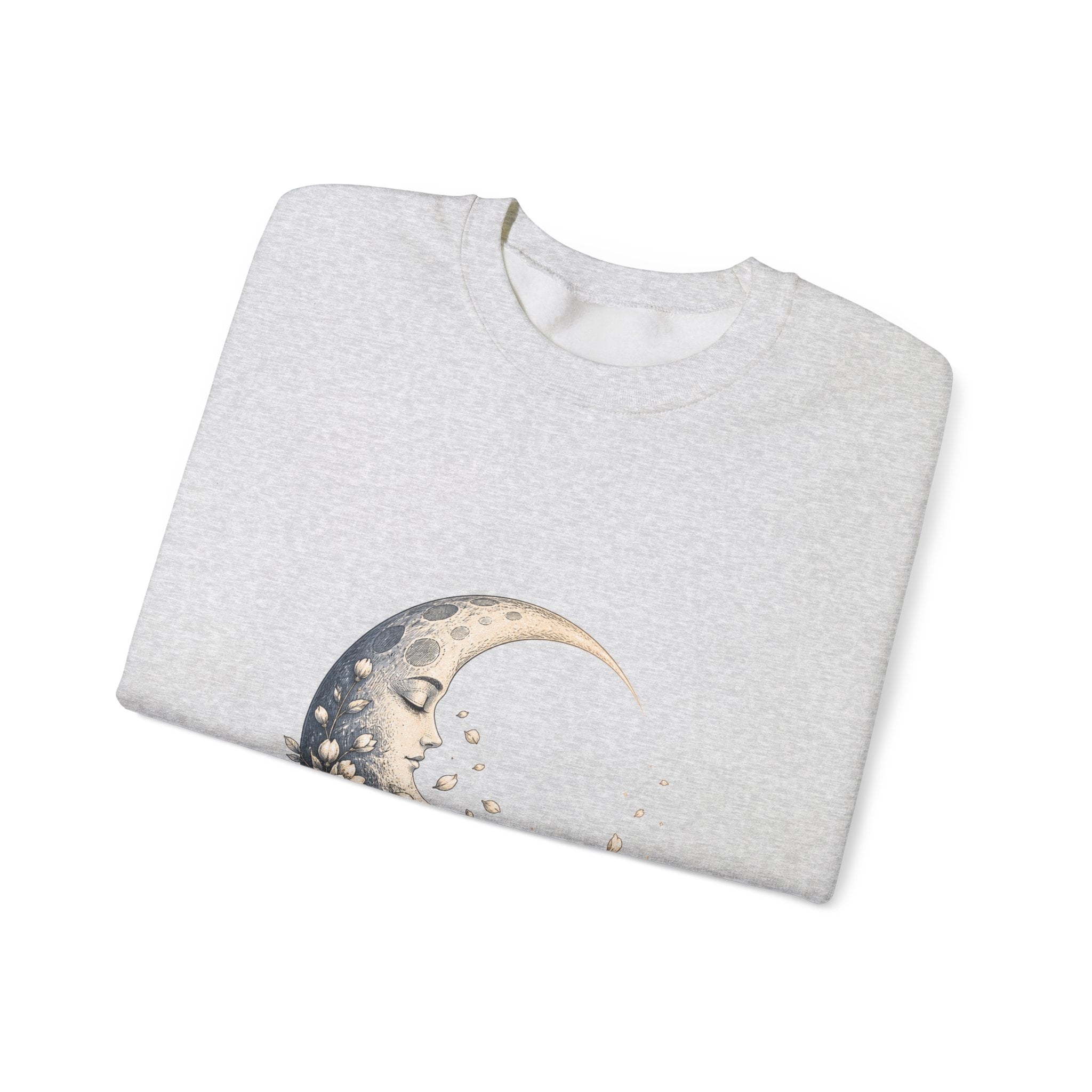 Matching Couple Sweatshirt - Waxing & Waning Moon Matching Couple Premium Fleece Sweatshirt Hand-Drawn Art His Hers Anniversary Gift - Design B