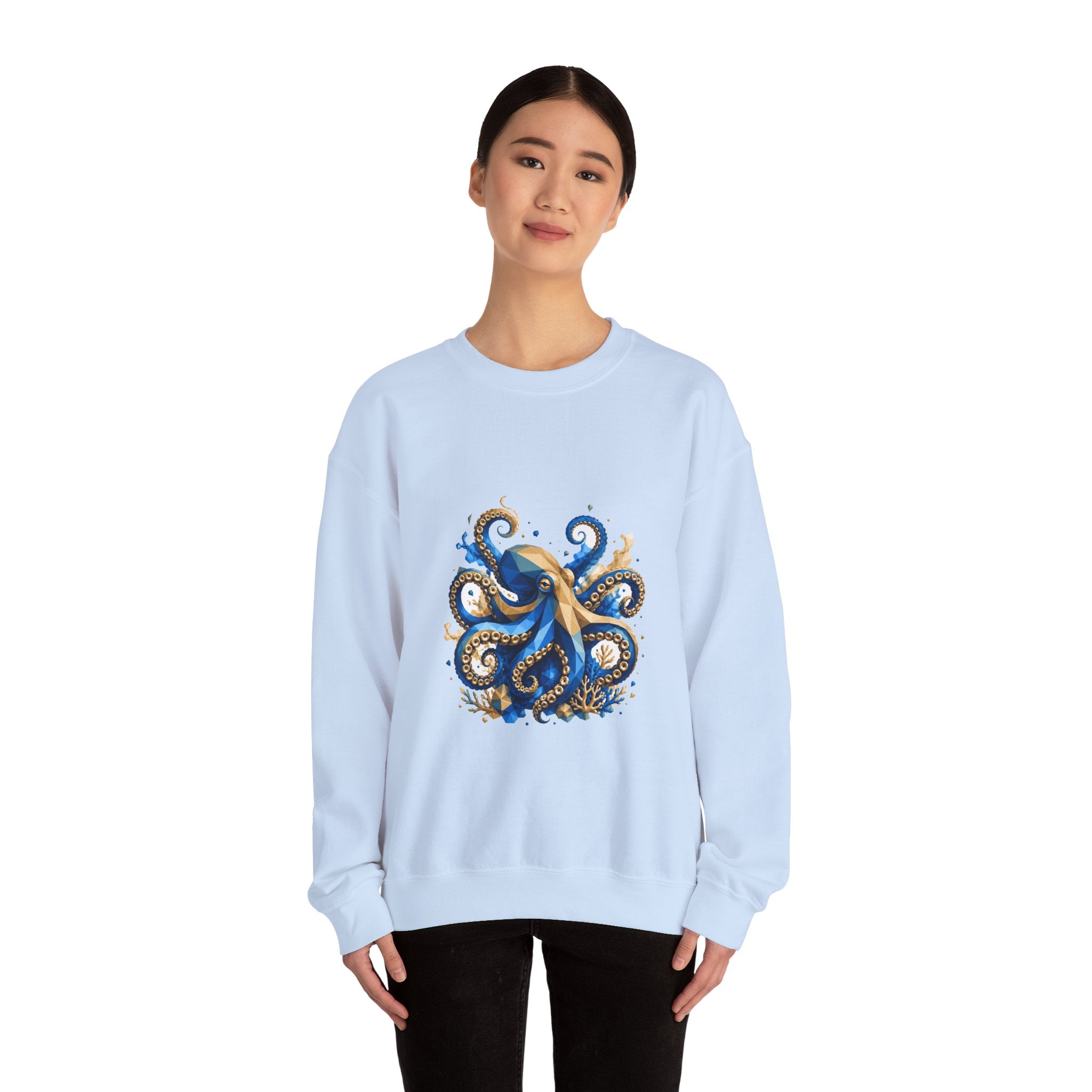 Matching Couple Sweatshirt - Octopus & Jellyfish Matching Couple Premium Fleece Sweatshirt Geometric Art His Hers Love Gift - Design A