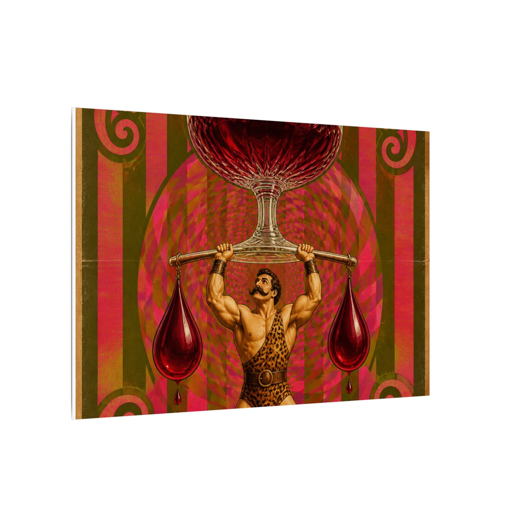 Wine Glass Strongman Wall Art Canvas 24×36 Psychedelic Dining Room Decor Maximalist Print