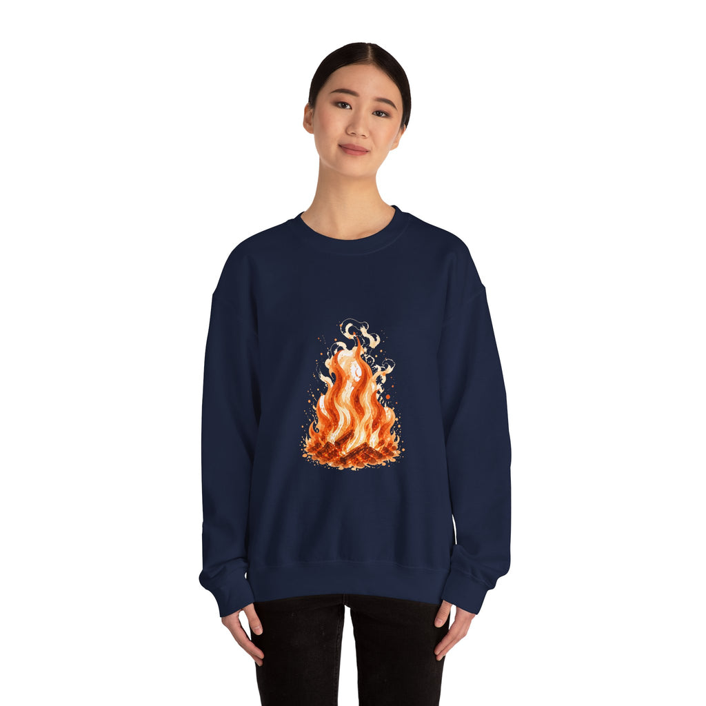 Matching Couple Sweatshirt - Wildfire & Waterfall Matching Couple Comfort Colors Crew Watercolor Art His Hers Birthday Gift - Design A