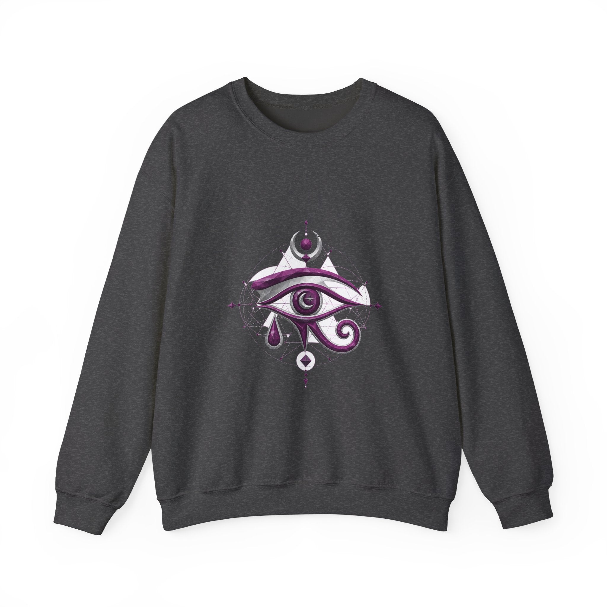 Matching Couple Sweatshirt - Eye of Ra & Horus Matching Couple Crewneck Sweatshirt Geometric Art His Hers Couple Gift - Design B