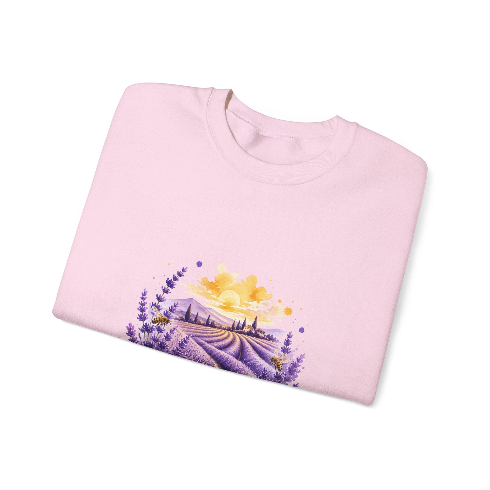 Matching Couple Sweatshirt - Lavender Fields & Canyon Matching Couple Premium Fleece Sweatshirt Watercolor Art His Hers Birthday Gift - Design A