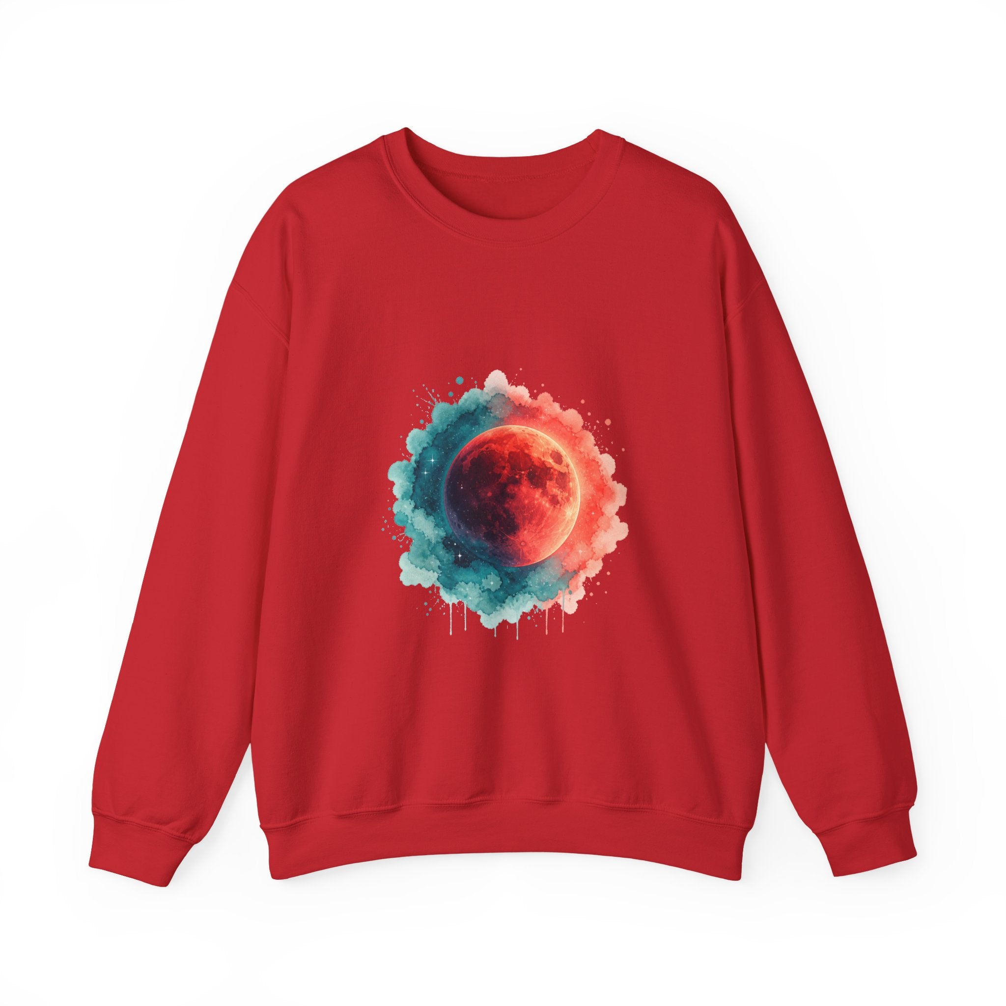 Matching Couple Sweatshirt - Solar & Lunar Eclipse Matching Couple Crewneck Sweatshirt Watercolor Art His Hers Engagement Gift - Design B
