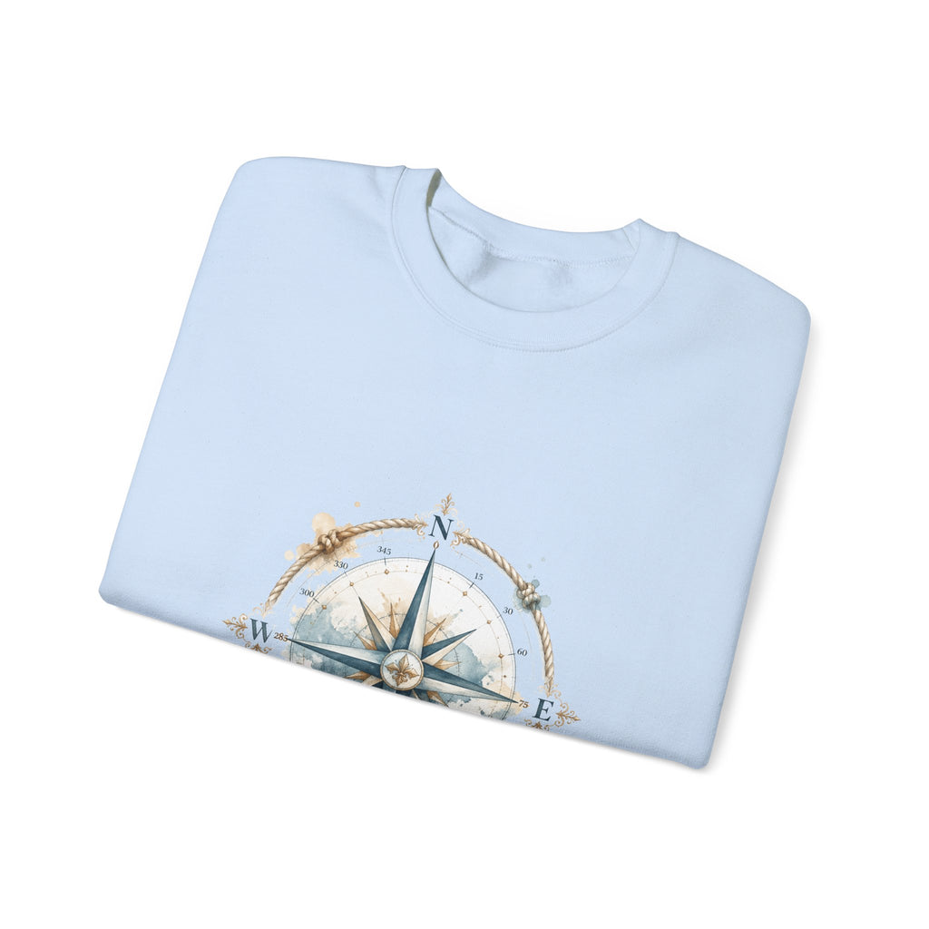 Matching Couple Sweatshirt - Compass North & South Matching Couple Crewneck Sweatshirt Watercolor Art His Hers Engagement Gift - Design A