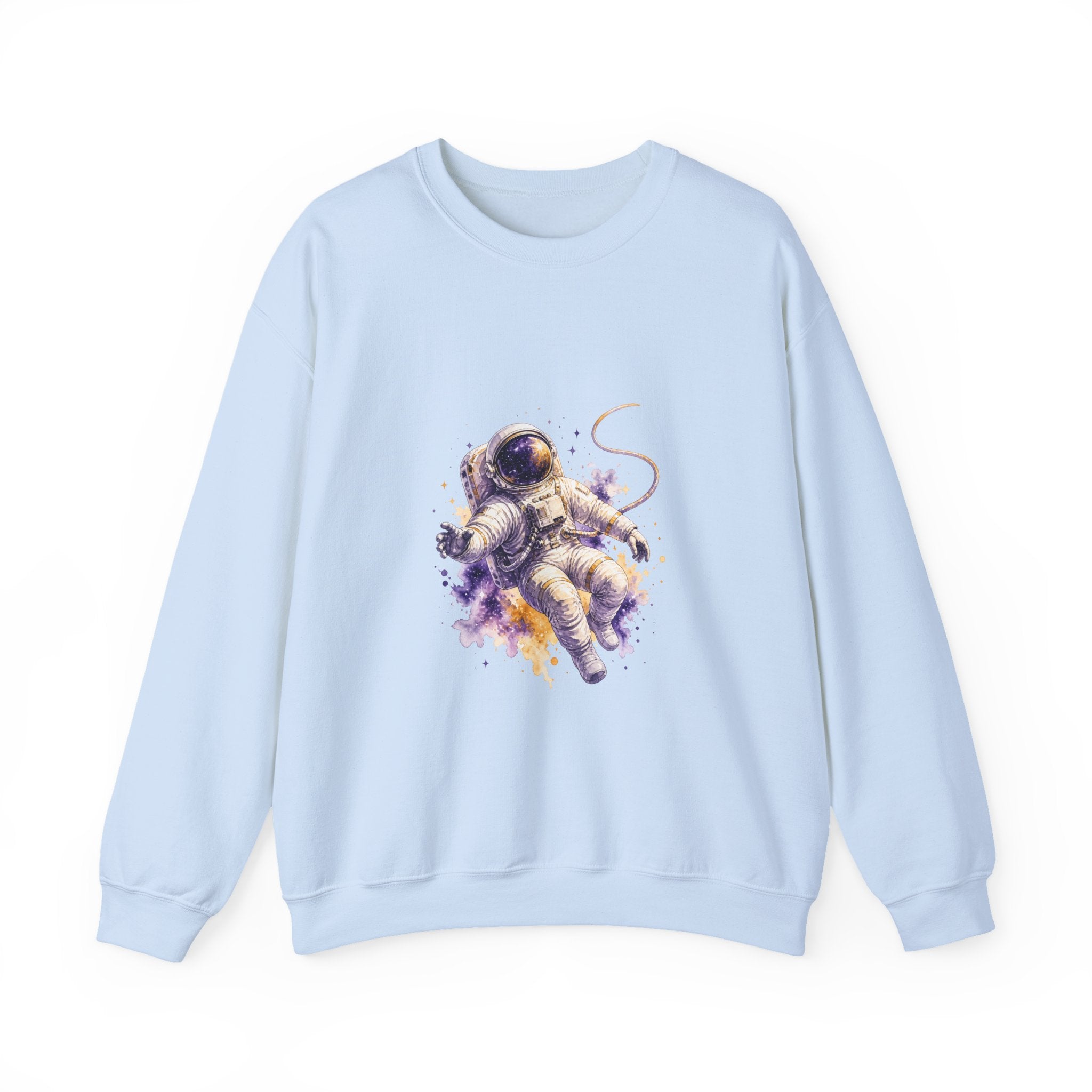 Matching Couple Sweatshirt - Astronaut & Planet Matching Couple Comfort Colors Crew Watercolor Art His Hers Birthday Gift - Design A
