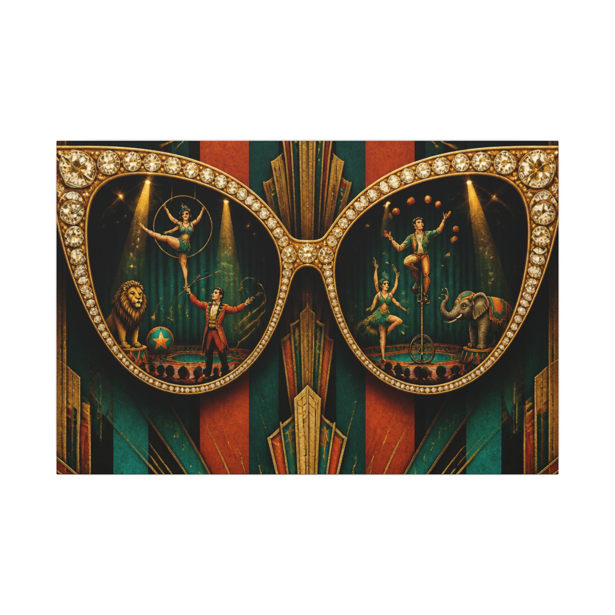Sunglasses Circus Ring Wall Art Canvas 24×36 Art Deco Bar Area Decor Maximalist Print
