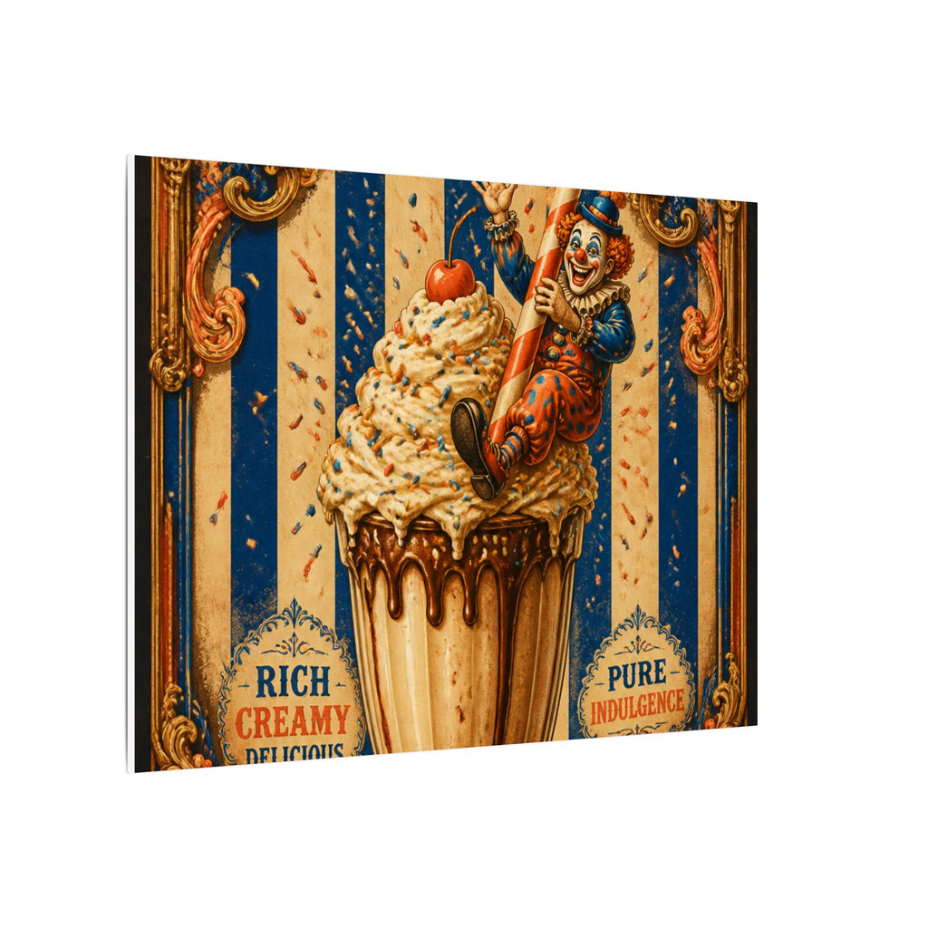 Milkshake Slide Clown Wall Art Canvas 16×20 Baroque Home Office Decor Maximalist Print