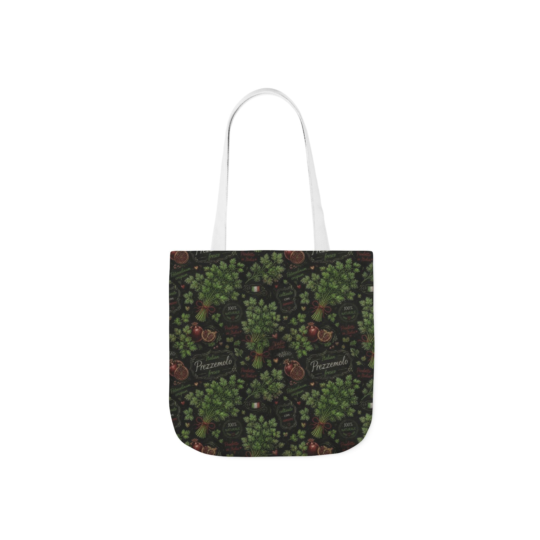 Fresh Parsley Canvas Tote Bag Mediterranean Kitchen Chalk Art Design Italian Cottagecore Gift