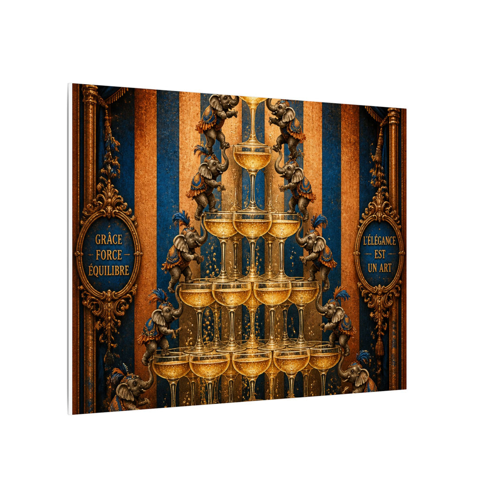 Champagne Tower Elephants Wall Art Canvas 24×36 Baroque Studio Decor Maximalist Print