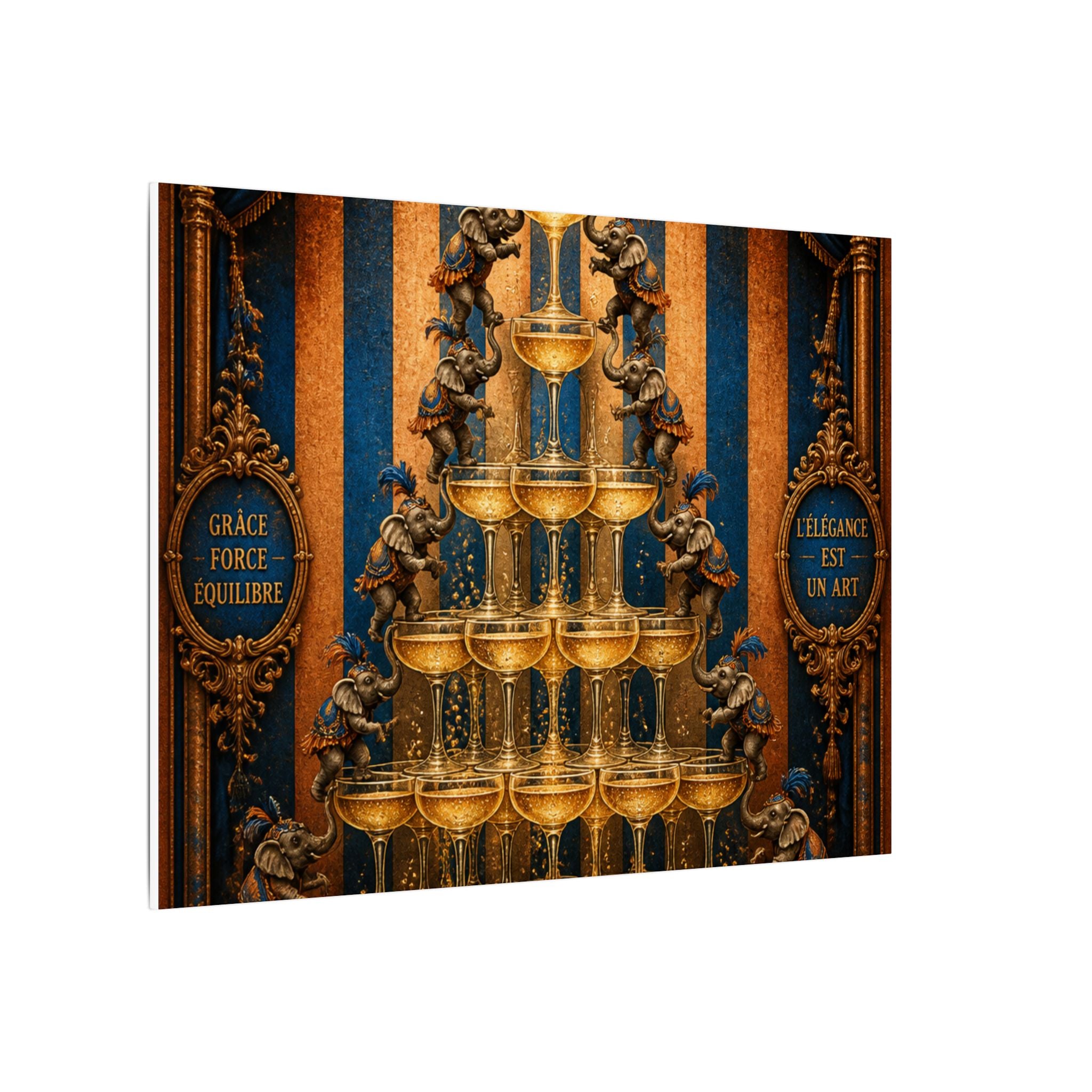 Champagne Tower Elephants Wall Art Canvas 24×36 Baroque Studio Decor Maximalist Print