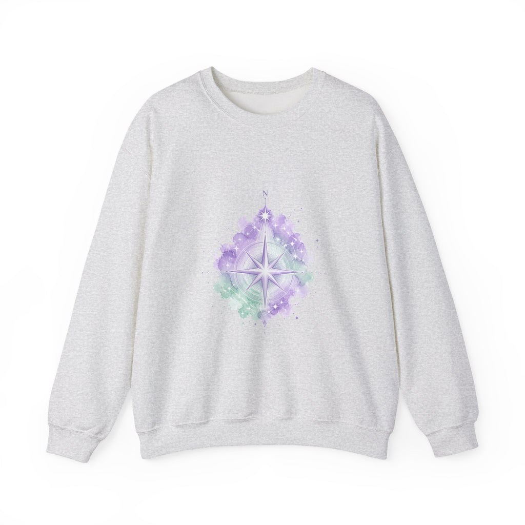 Matching Couple Sweatshirt - Shooting Star & North Star Matching Couple Crewneck Sweatshirt Watercolor Art His Hers Engagement Gift - Design B