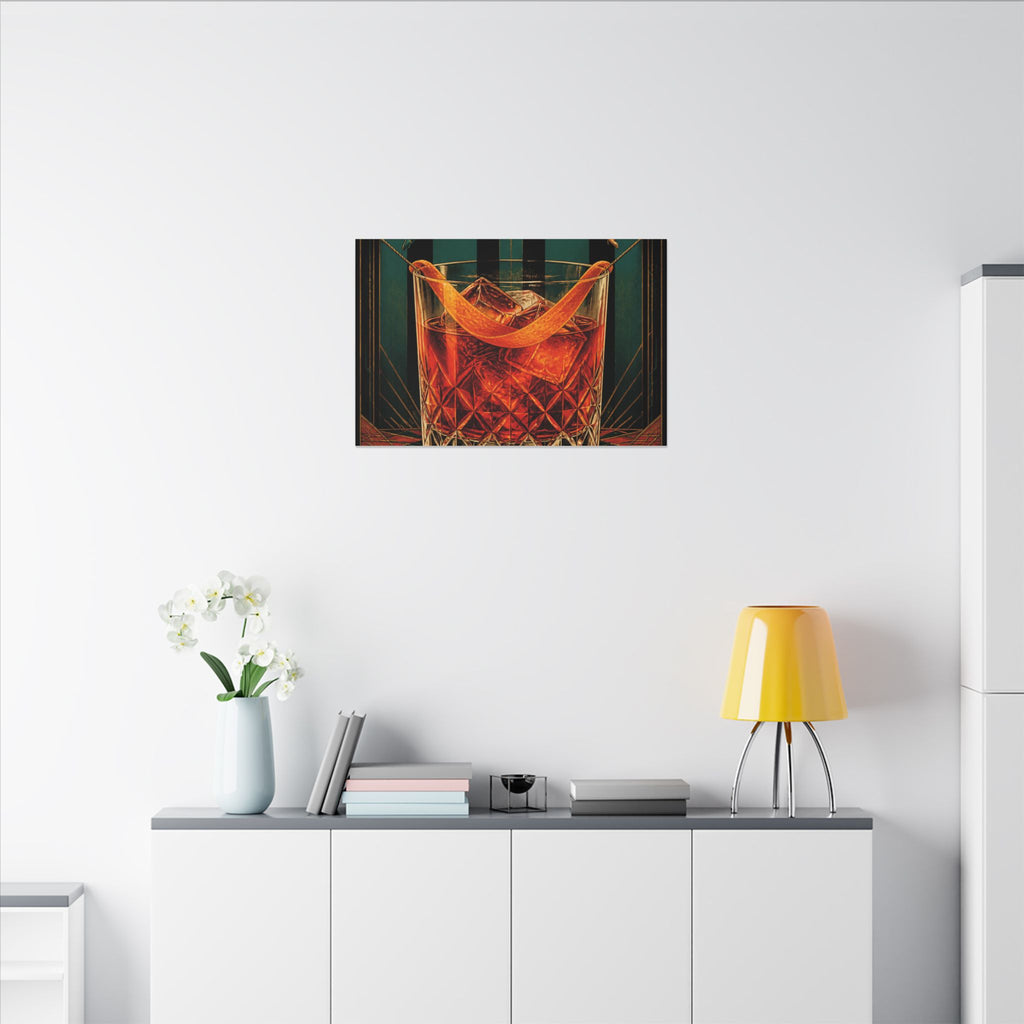 Negroni Trapeze Act Wall Art Canvas 24×36 Art Deco Bar Area Decor Maximalist Print