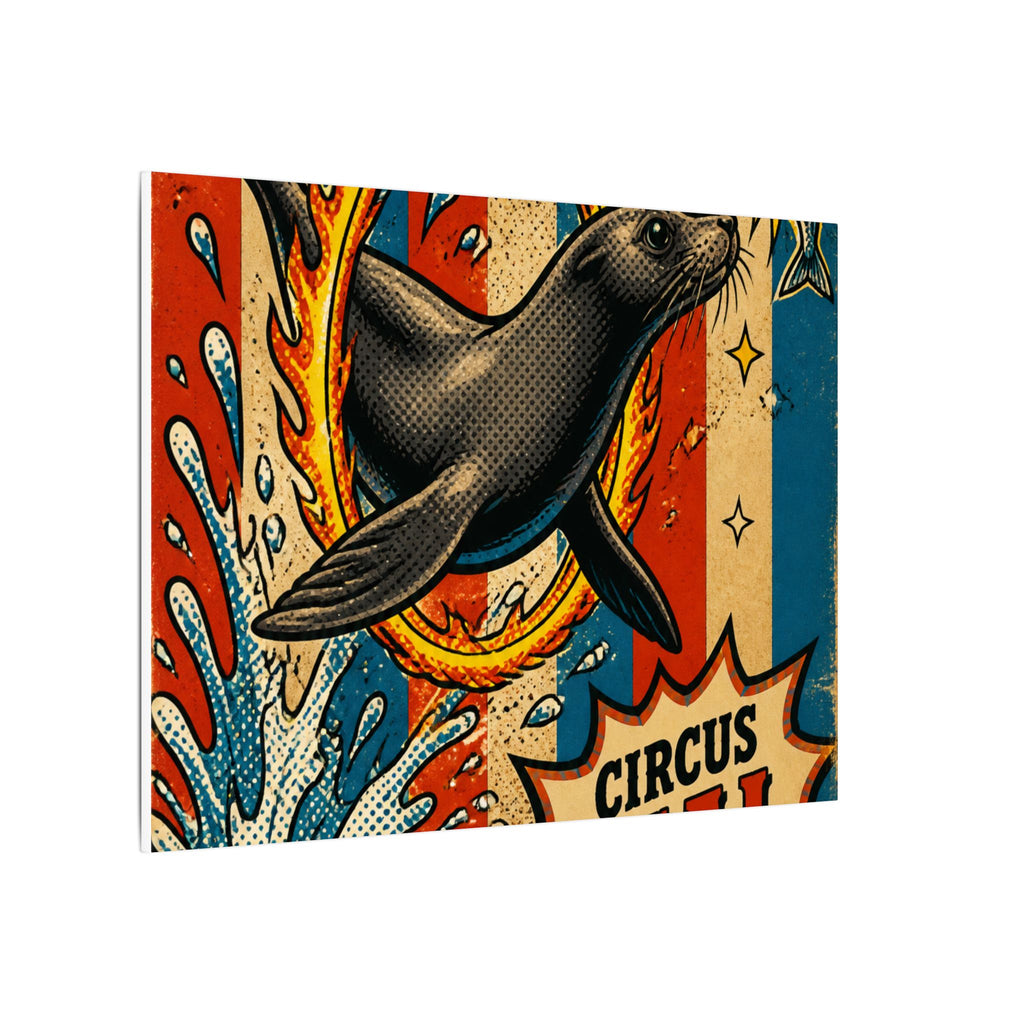 Seal Fire Hoop Wall Art Canvas 16×20 Pop Art Living Room Decor Maximalist Print
