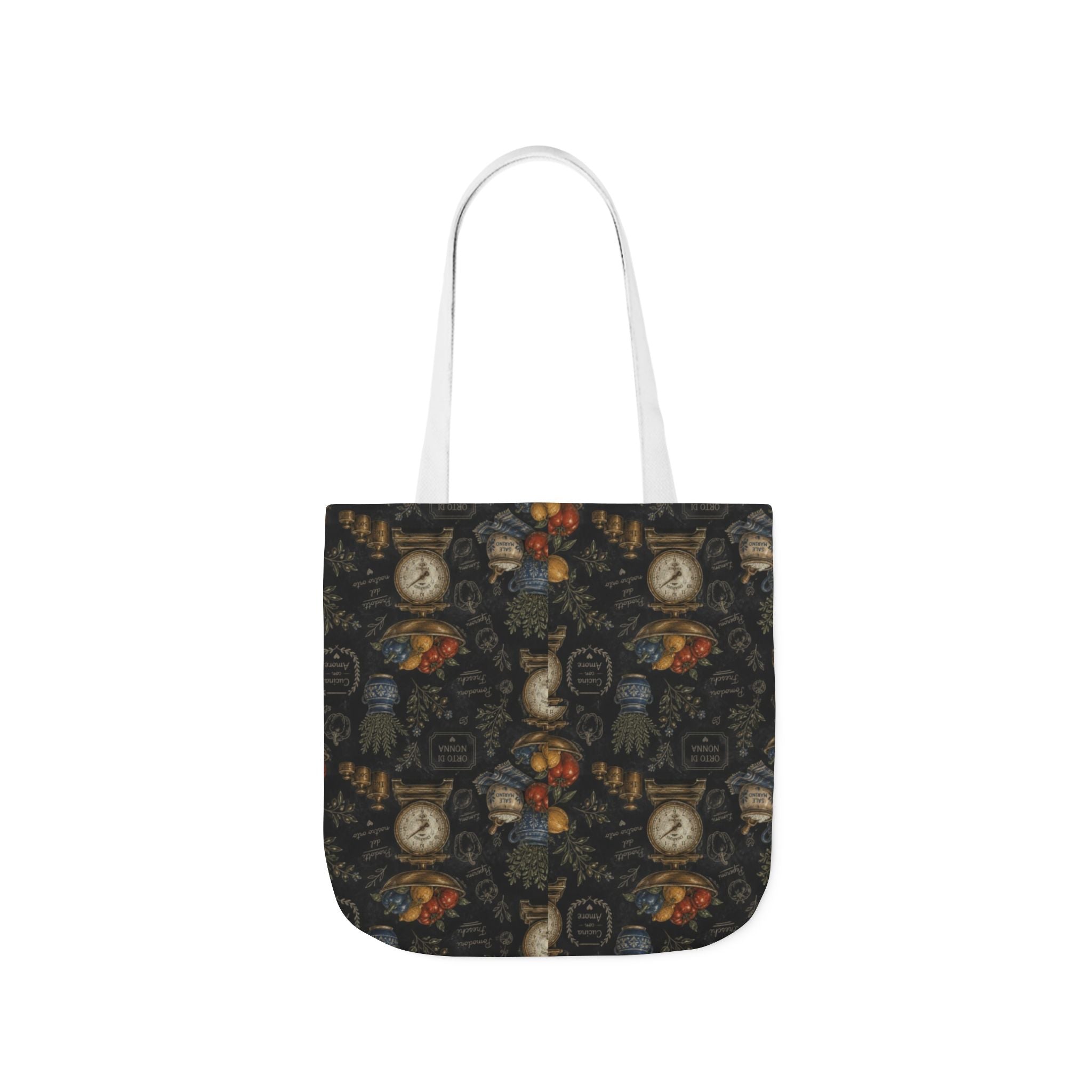 Vintage Kitchen Scale Canvas Tote Bag Mediterranean Kitchen Chalk Art Design Italian Cottagecore Gift