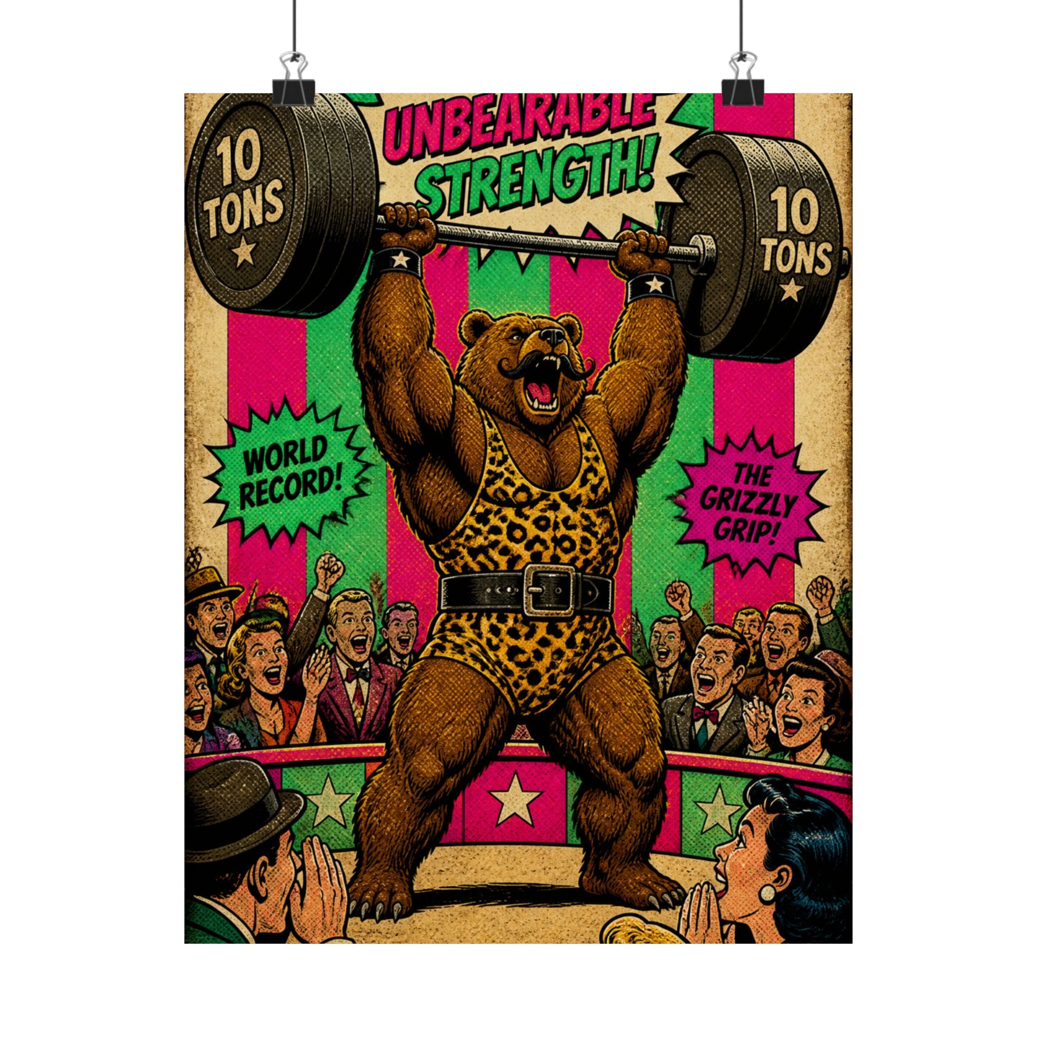 Strongman Bear Wall Art Poster 18×24 Pop Art Living Room Decor Maximalist Print