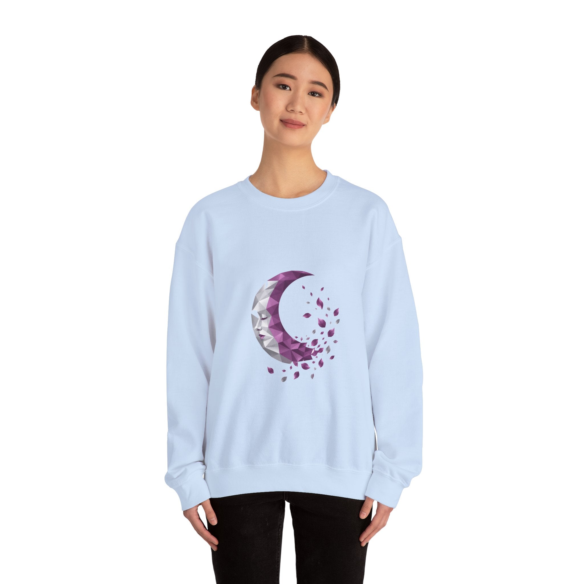 Matching Couple Sweatshirt - Waxing & Waning Moon Matching Couple Premium Fleece Sweatshirt Geometric Art His Hers Love Gift - Design B