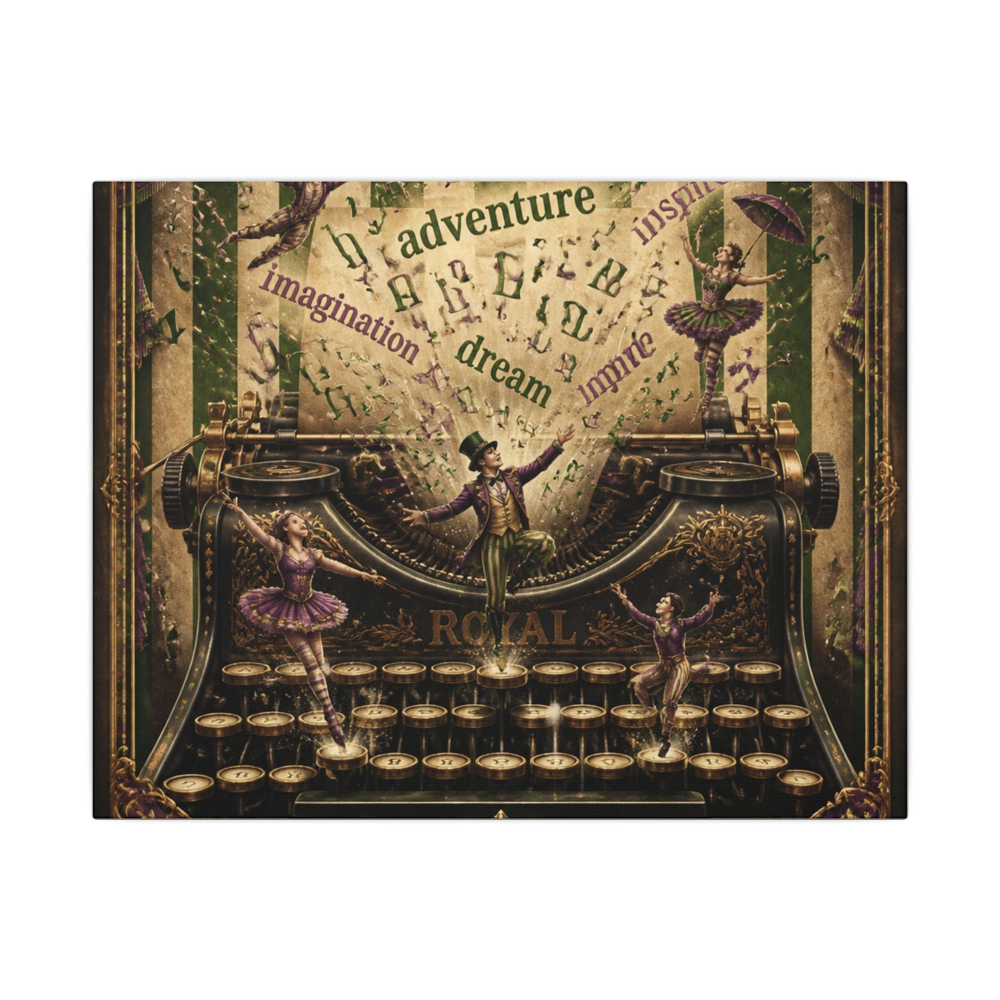Typewriter Flying Letters Wall Art Canvas 16×20 Baroque Home Office Decor Maximalist Print