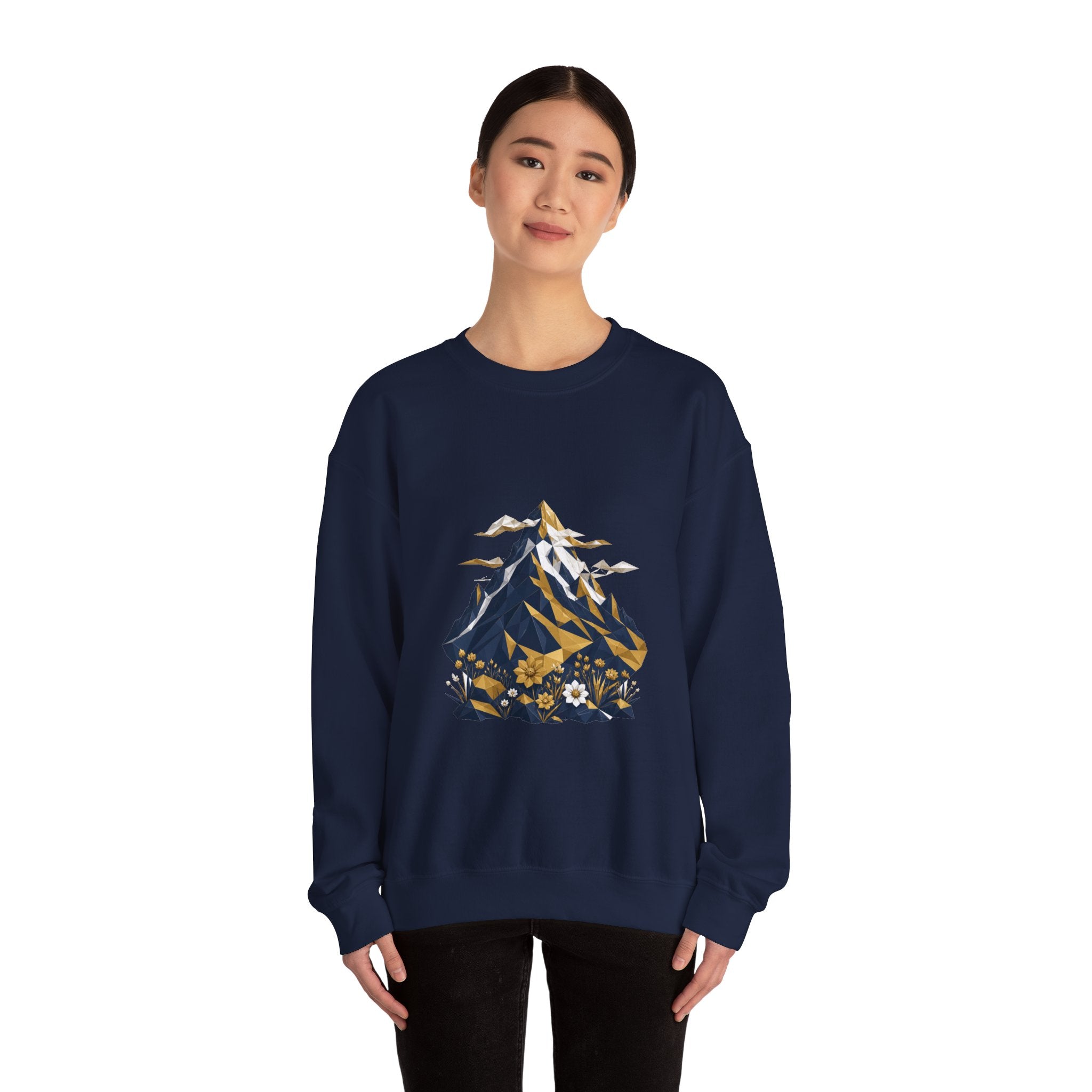Matching Couple Sweatshirt - Mountain & Ocean Matching Couple Crewneck Sweatshirt Geometric Art His Hers Couple Gift - Design A