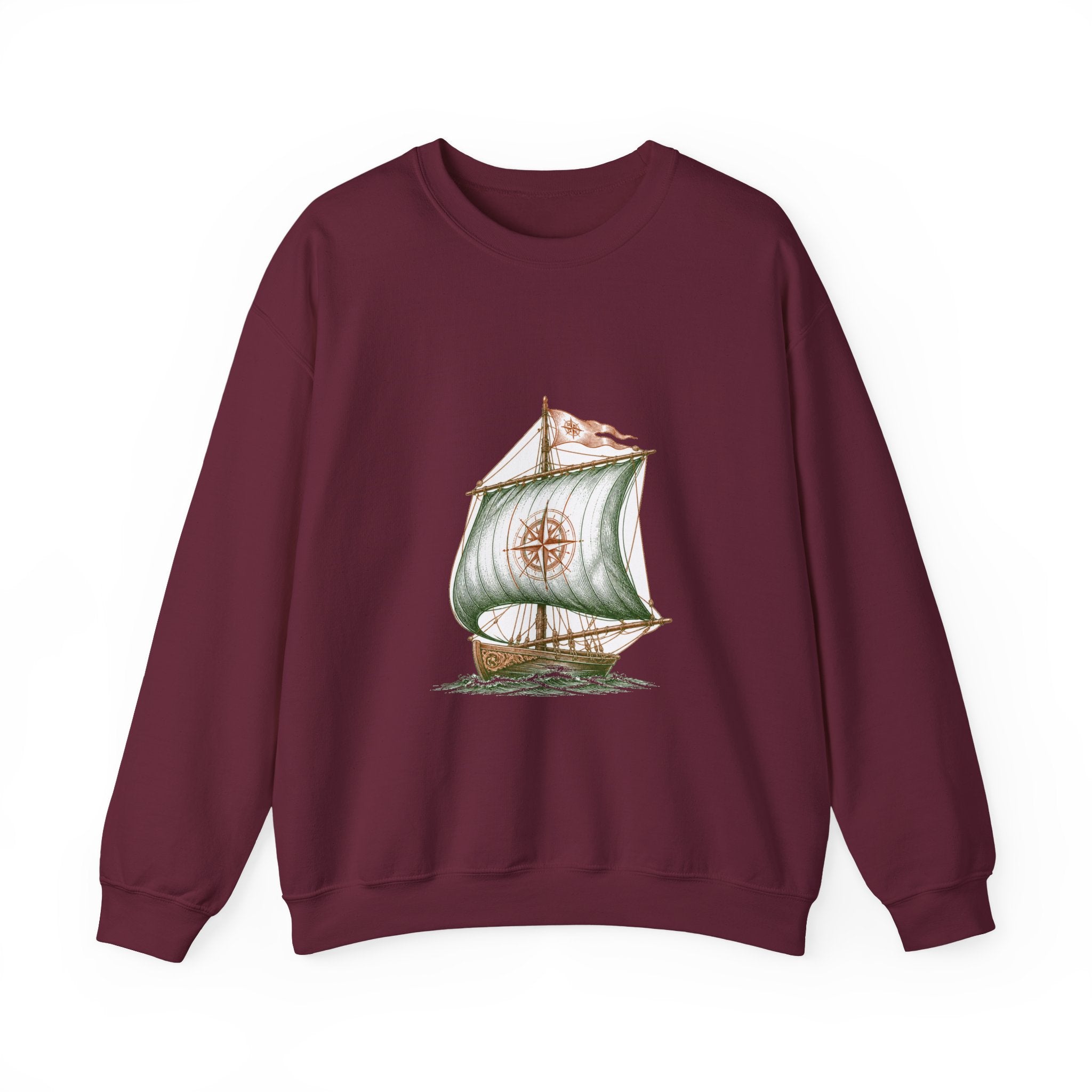 Matching Couple Sweatshirt - Anchor & Sail Matching Couple Crewneck Sweatshirt Vintage Art His Hers Wedding Gift - Design B