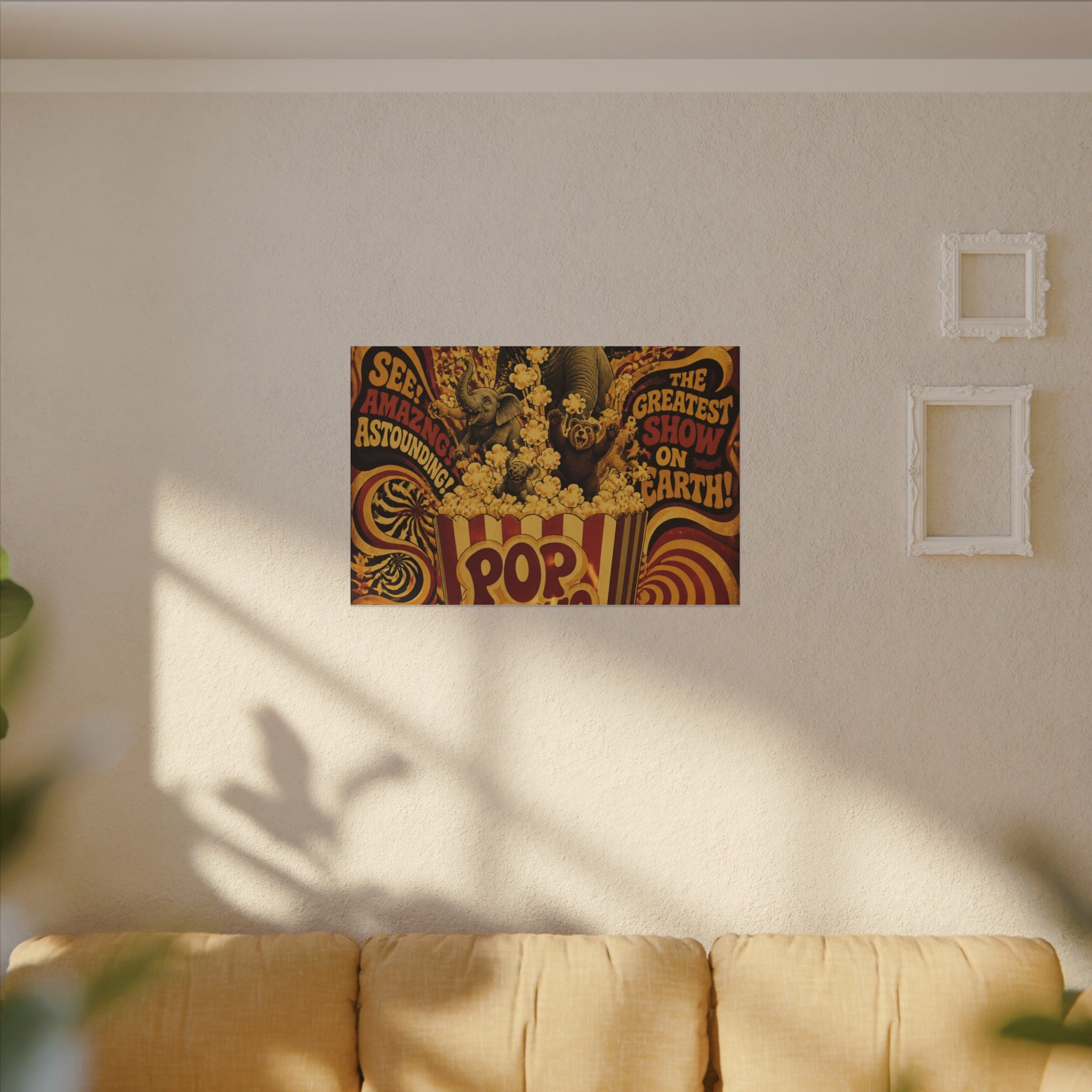 Popcorn Box Animals Wall Art Canvas 24×36 Psychedelic Dining Room Decor Maximalist Print