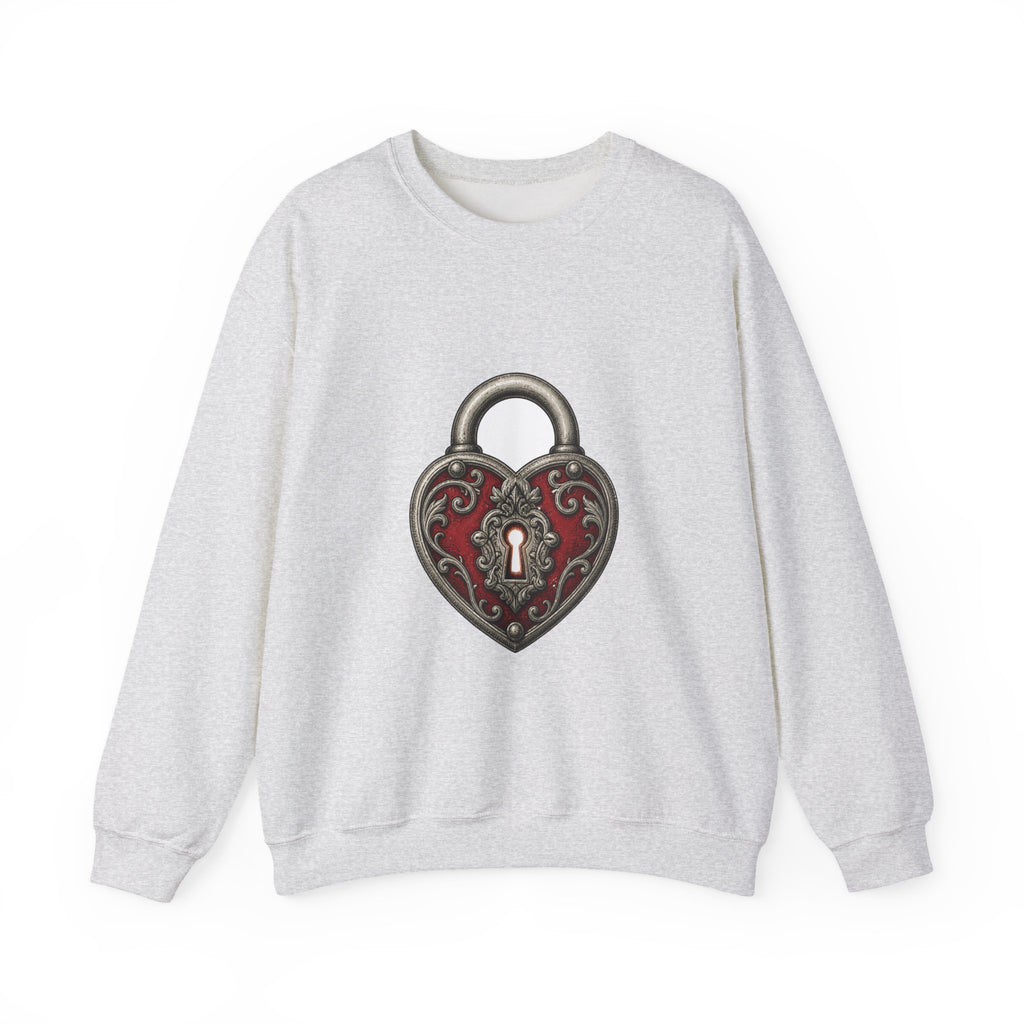 Matching Couple Sweatshirt - Key & Lock Matching Couple Comfort Colors Crew Hand-Drawn Art His Hers Anniversary Gift - Design B