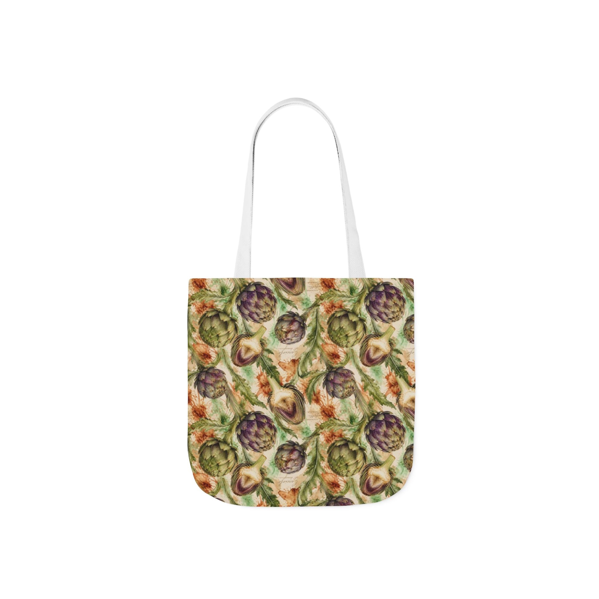 Globe Artichokes Canvas Tote Bag Mediterranean Kitchen Watercolor Splash Design Italian Cottagecore Gift