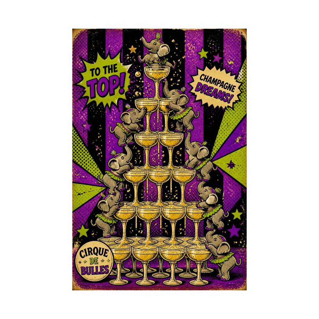 Champagne Tower Elephants Wall Art Poster 18×24 Pop Art Living Room Decor Maximalist Print