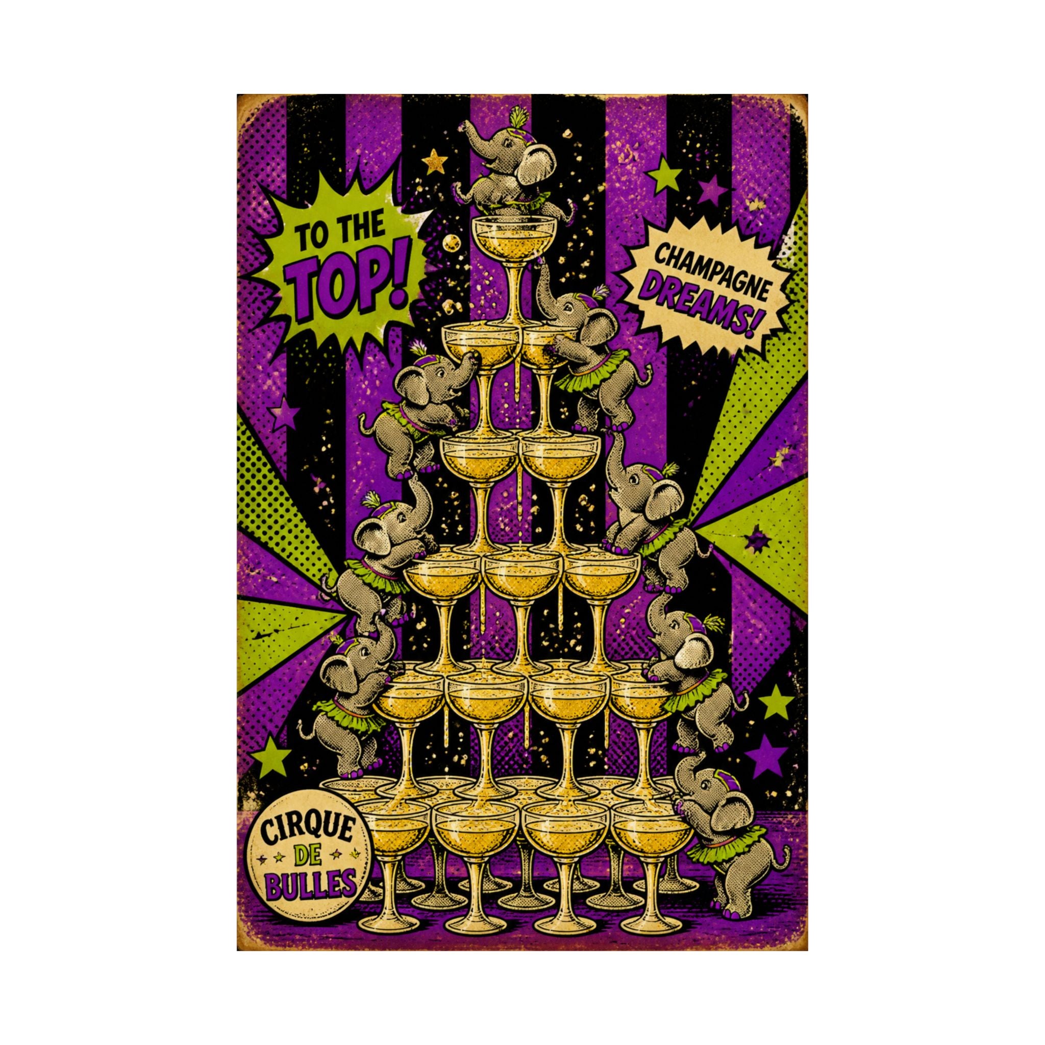 Champagne Tower Elephants Wall Art Poster 18×24 Pop Art Living Room Decor Maximalist Print