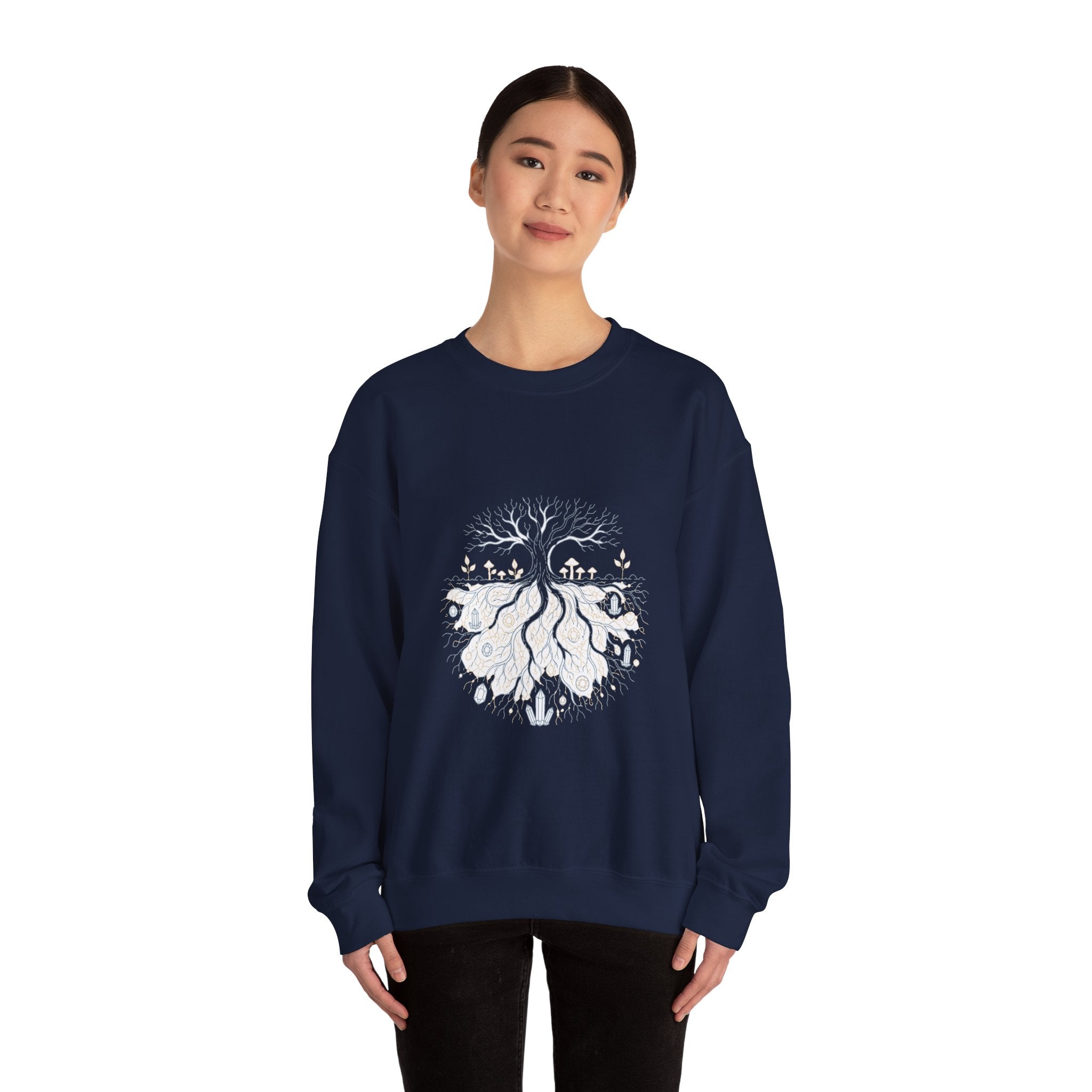 Matching Couple Sweatshirt - Ancient Oak & Deep Roots Matching Couple Premium Fleece Sweatshirt Minimalist Art His Hers Christmas Gift - Design B