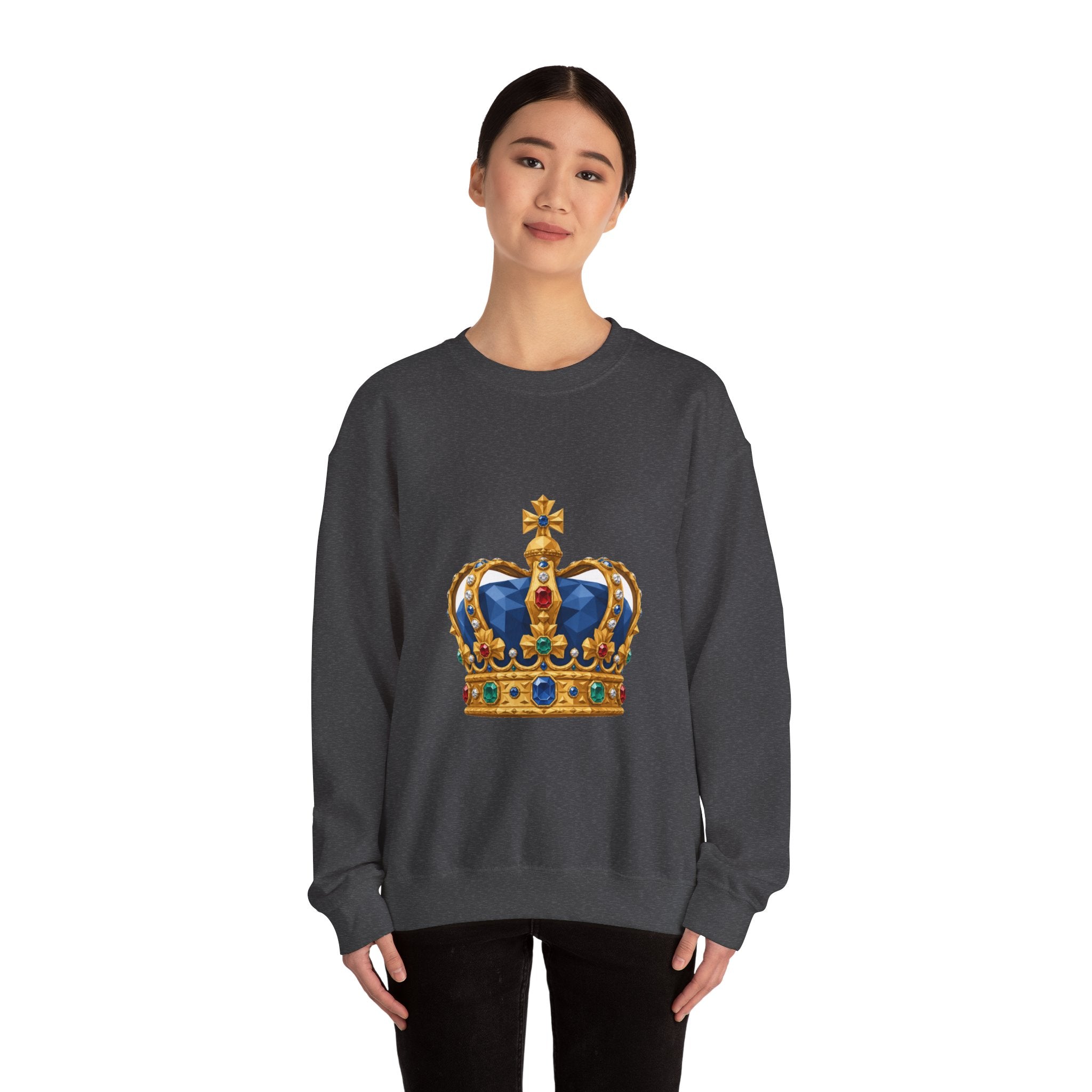 Matching Couple Sweatshirt - Crown & Shield Matching Couple Premium Fleece Sweatshirt Geometric Art His Hers Love Gift - Design A