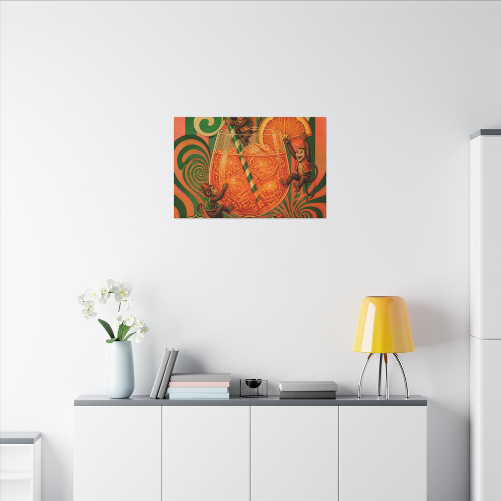 Aperol Spritz Monkeys Wall Art Canvas 16×20 Psychedelic Cafe Decor Maximalist Print