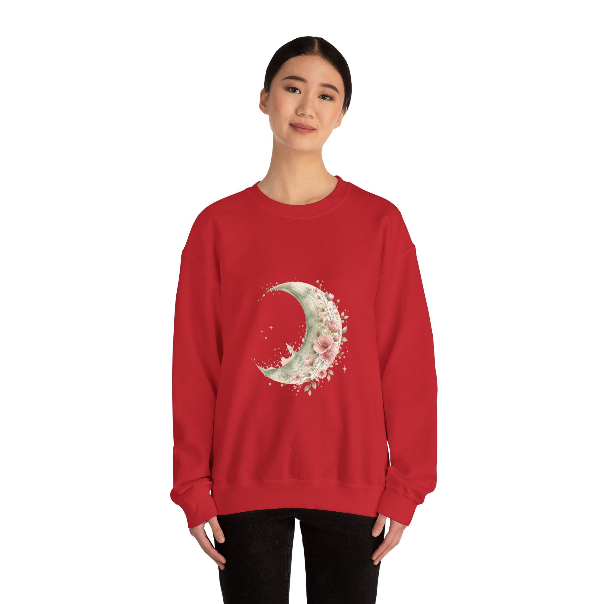 Matching Couple Sweatshirt - Waxing & Waning Moon Matching Couple Crewneck Sweatshirt Watercolor Art His Hers Engagement Gift - Design A