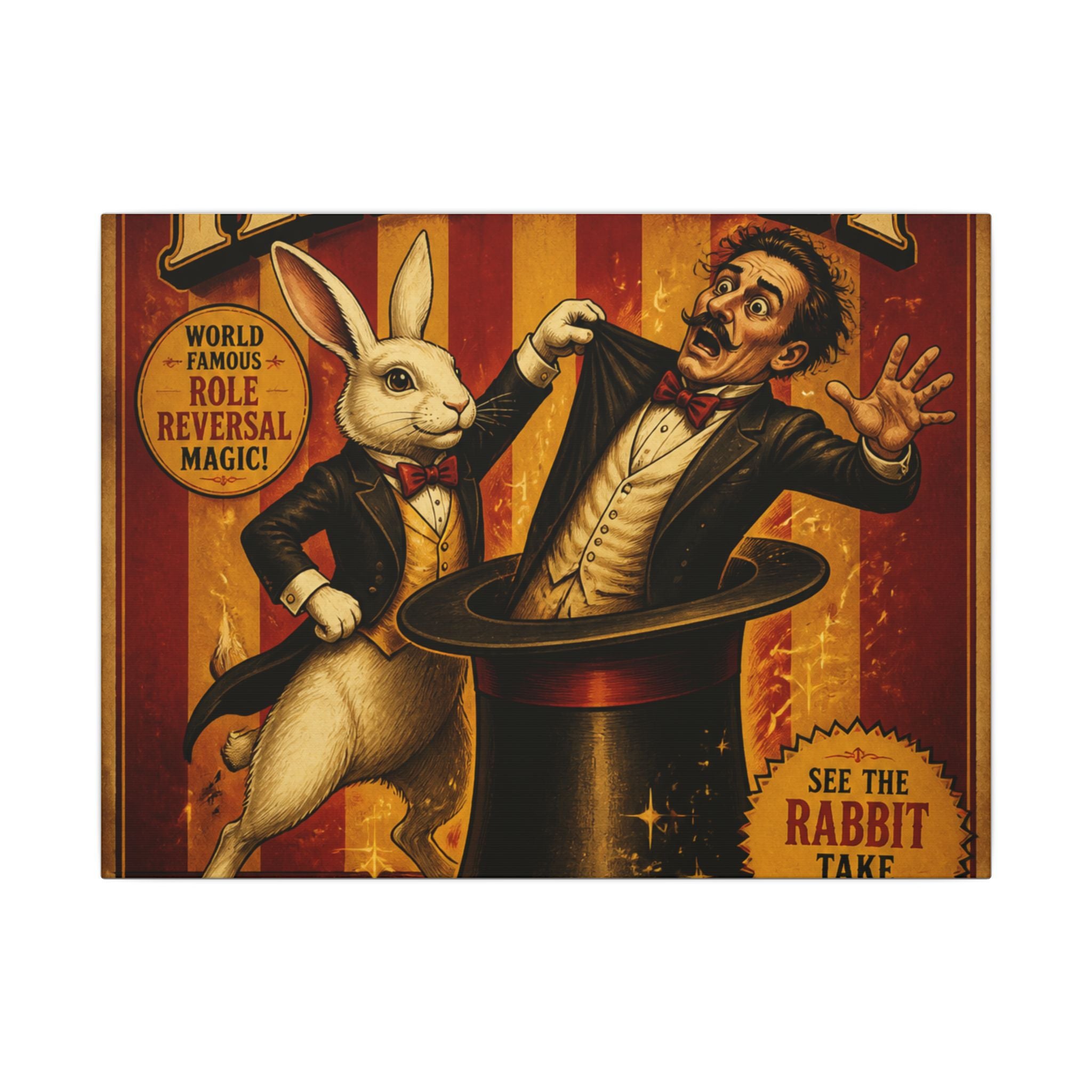 Magic Hat Rabbit Wall Art Canvas 24×36 Vintage Circus Bedroom Decor Maximalist Print