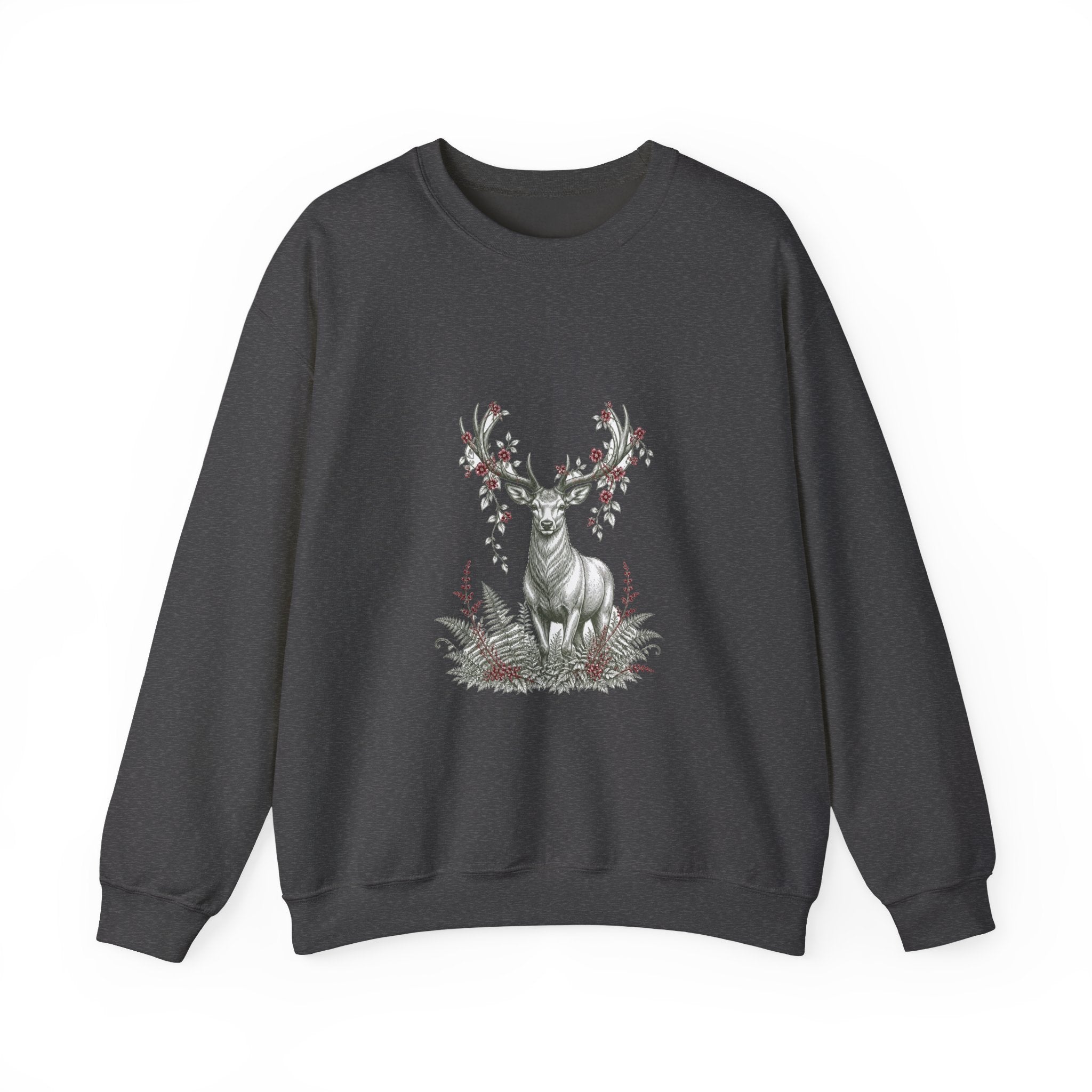 Matching Couple Sweatshirt - Bear & Deer Matching Couple Premium Fleece Sweatshirt Hand-Drawn Art His Hers Anniversary Gift - Design B