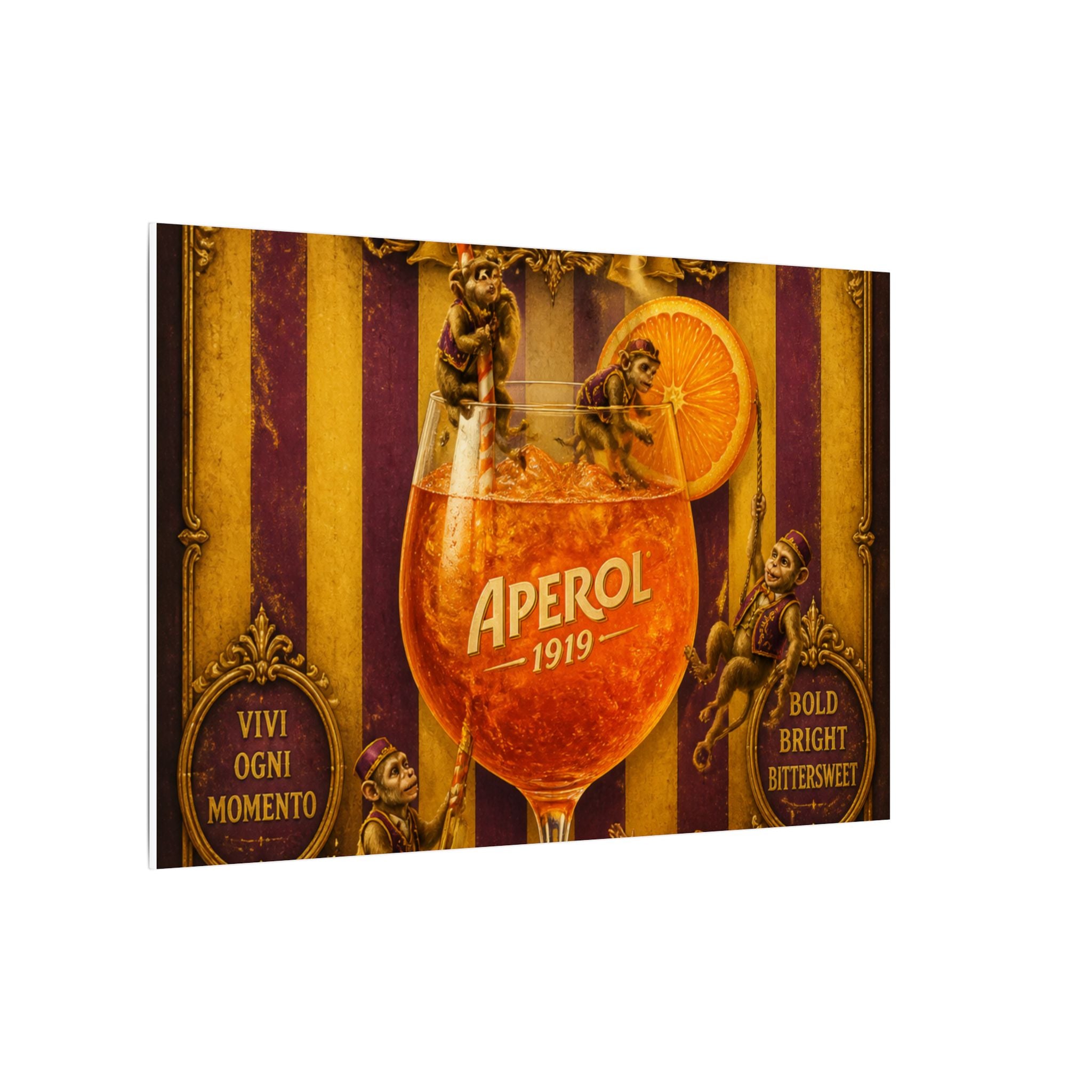 Aperol Spritz Monkeys Wall Art Canvas 24×36 Baroque Studio Decor Maximalist Print
