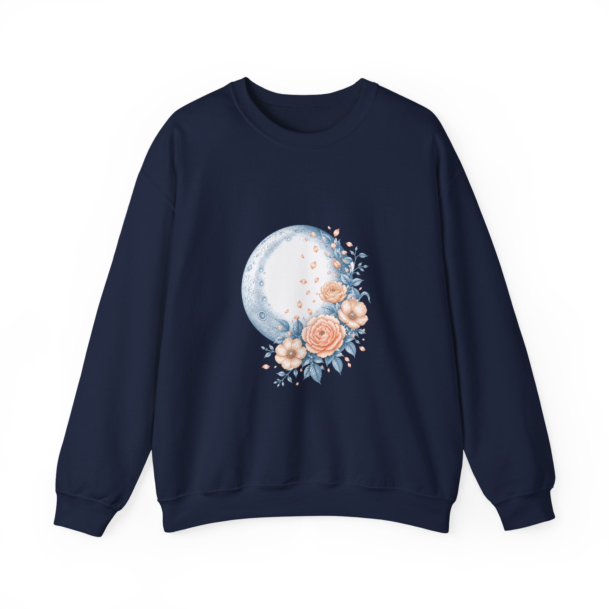 Matching Couple Sweatshirt - Waxing & Waning Moon Matching Couple Crewneck Sweatshirt Vintage Art His Hers Wedding Gift - Design B