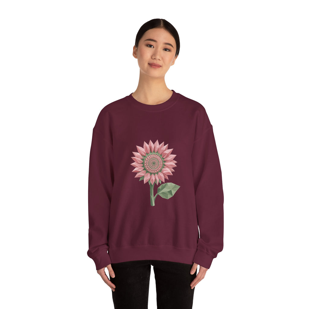 Matching Couple Sweatshirt - Sunflower & Moonflower Matching Couple Crewneck Sweatshirt Geometric Art His Hers Couple Gift - Design A