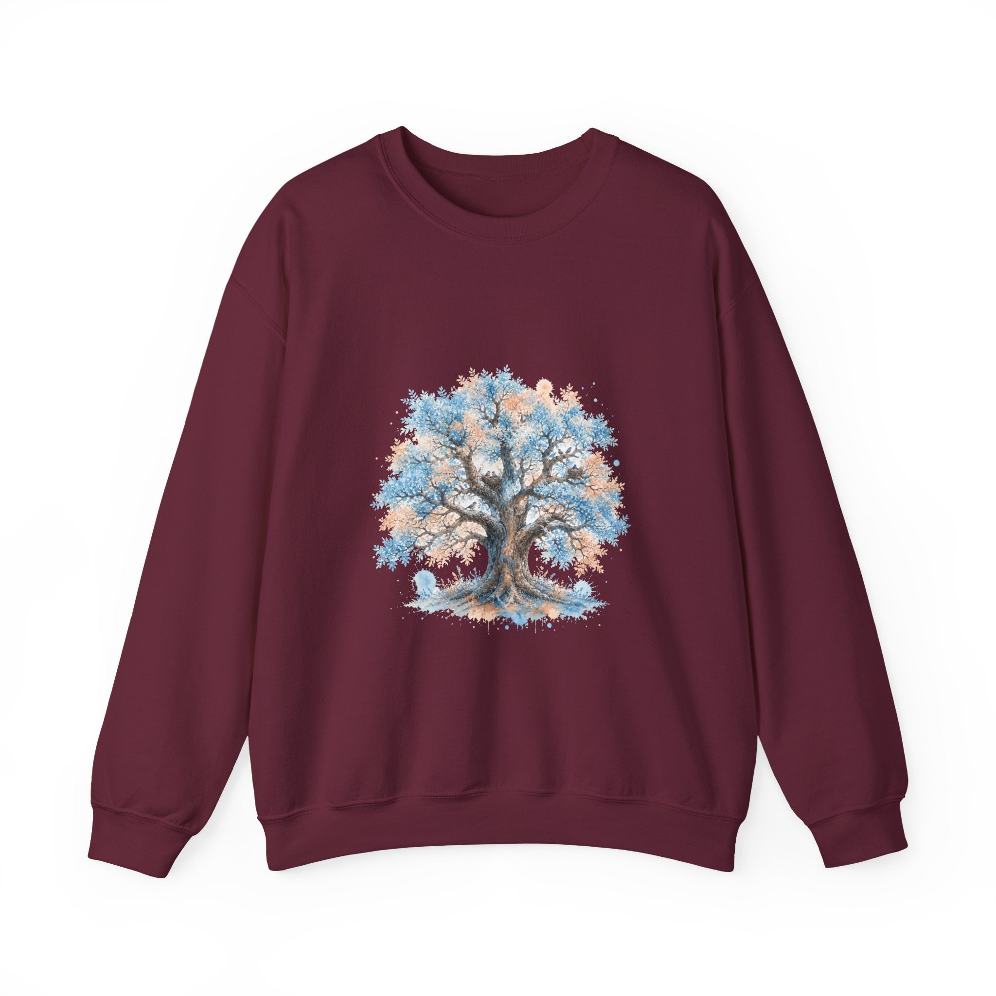 Matching Couple Sweatshirt - Ancient Oak & Deep Roots Matching Couple Crewneck Sweatshirt Watercolor Art His Hers Engagement Gift - Design A