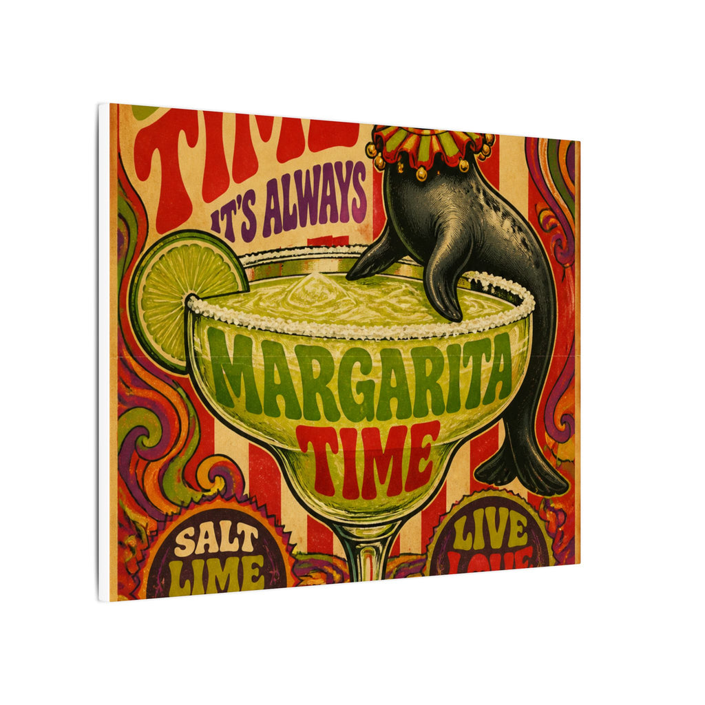 Margarita Balancing Seal Wall Art Canvas 24×36 Psychedelic Dining Room Decor Maximalist Print