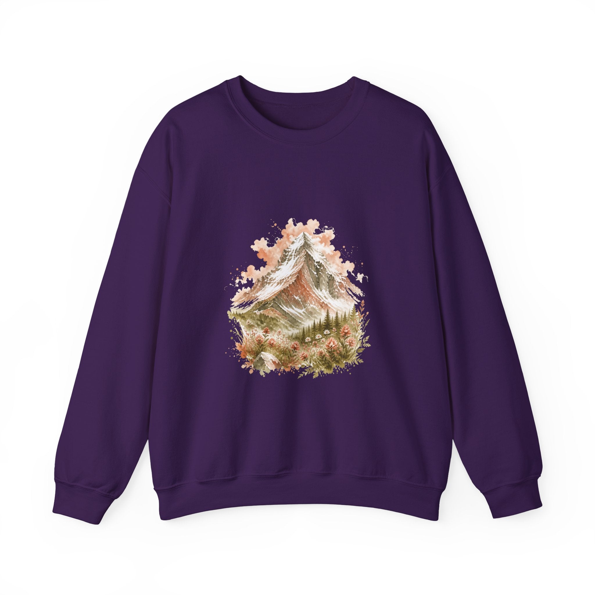 Matching Couple Sweatshirt - Mountain & Ocean Matching Couple Premium Fleece Sweatshirt Watercolor Art His Hers Birthday Gift - Design A