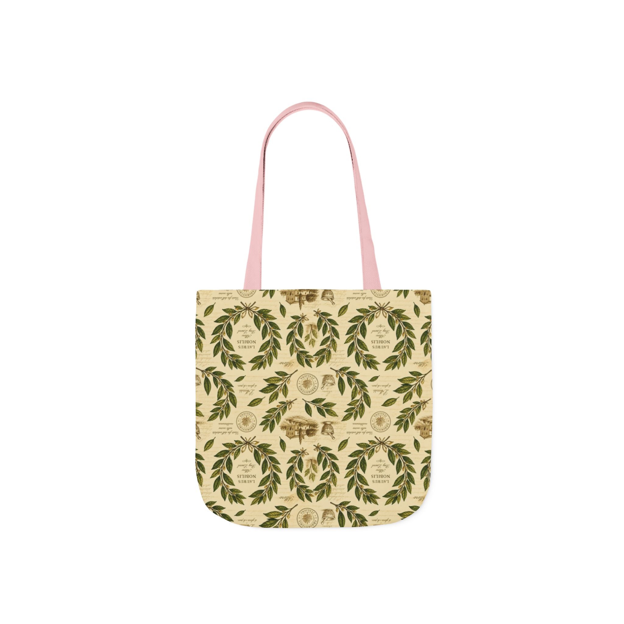 Bay Laurel Wreath Canvas Tote Bag Mediterranean Kitchen Botanical Design Italian Cottagecore Gift