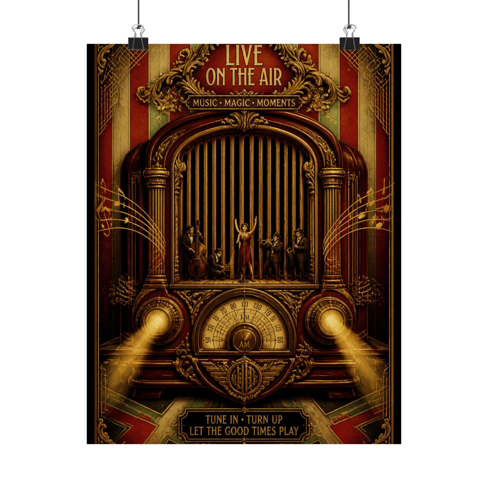 Vintage Radio Stage Wall Art Poster 24×36 Baroque Studio Decor Maximalist Print