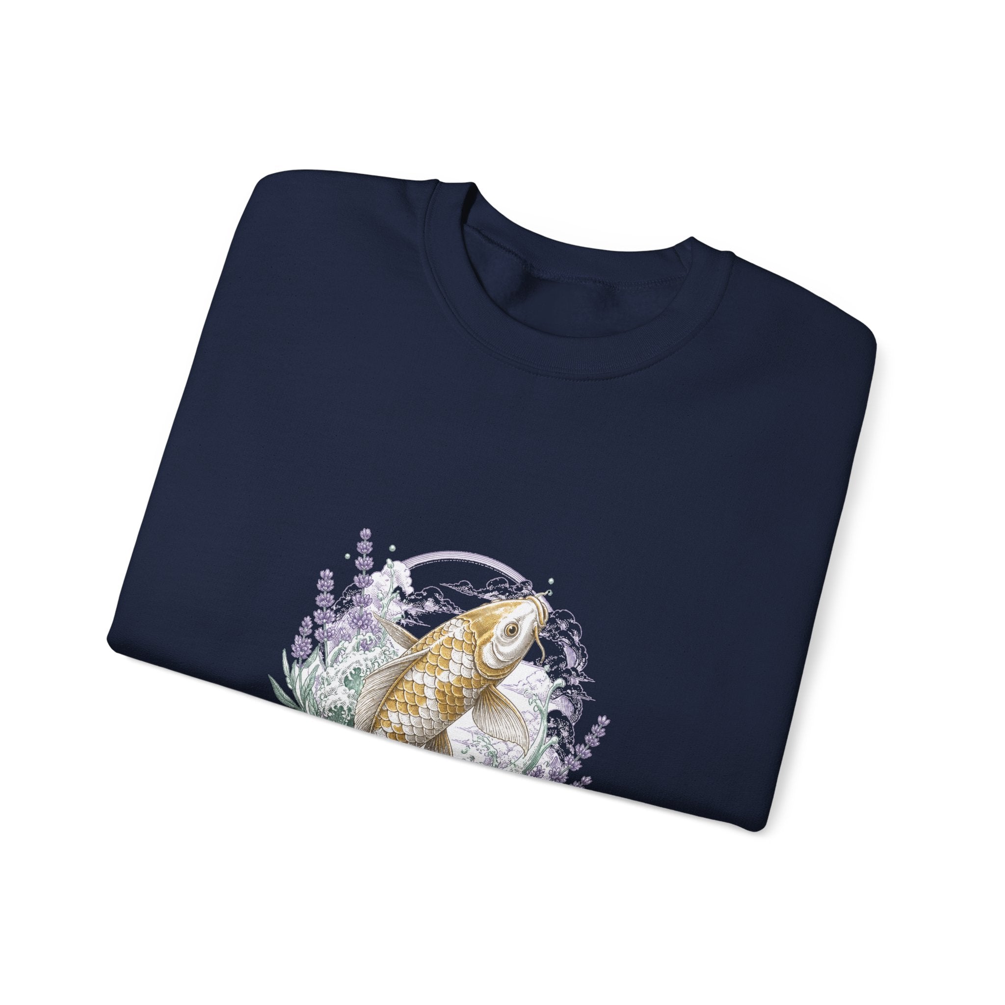 Matching Couple Sweatshirt - Koi Fish Yin Yang Matching Couple Crewneck Sweatshirt Vintage Art His Hers Wedding Gift - Design A