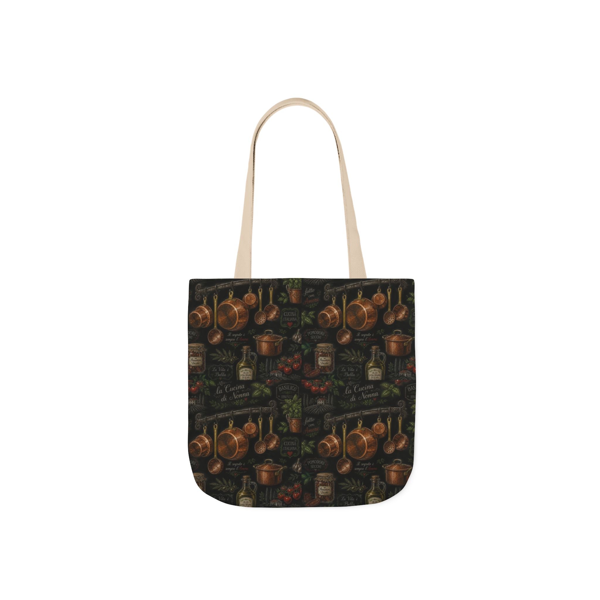 Copper Cookware Canvas Tote Bag Mediterranean Kitchen Chalk Art Design Italian Cottagecore Gift