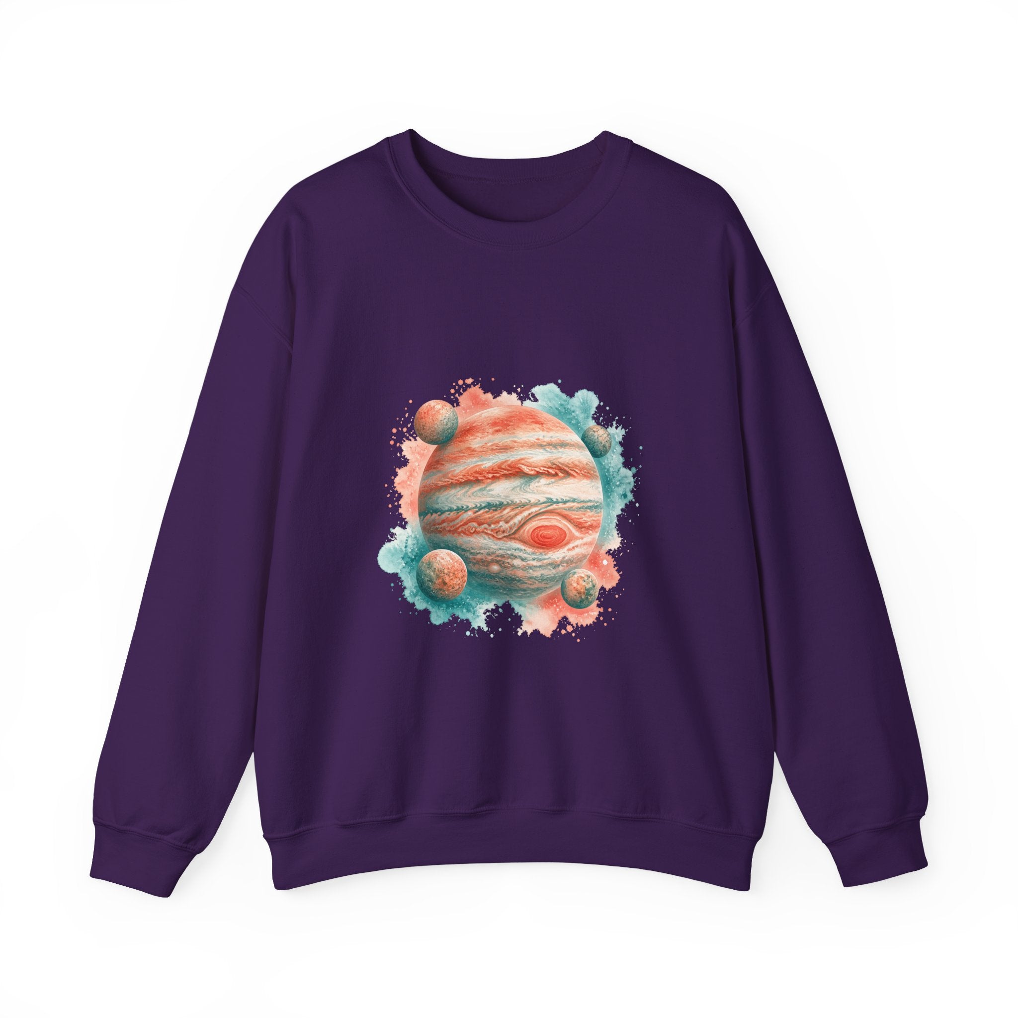 Matching Couple Sweatshirt - Saturn & Jupiter Matching Couple Premium Fleece Sweatshirt Watercolor Art His Hers Birthday Gift - Design B