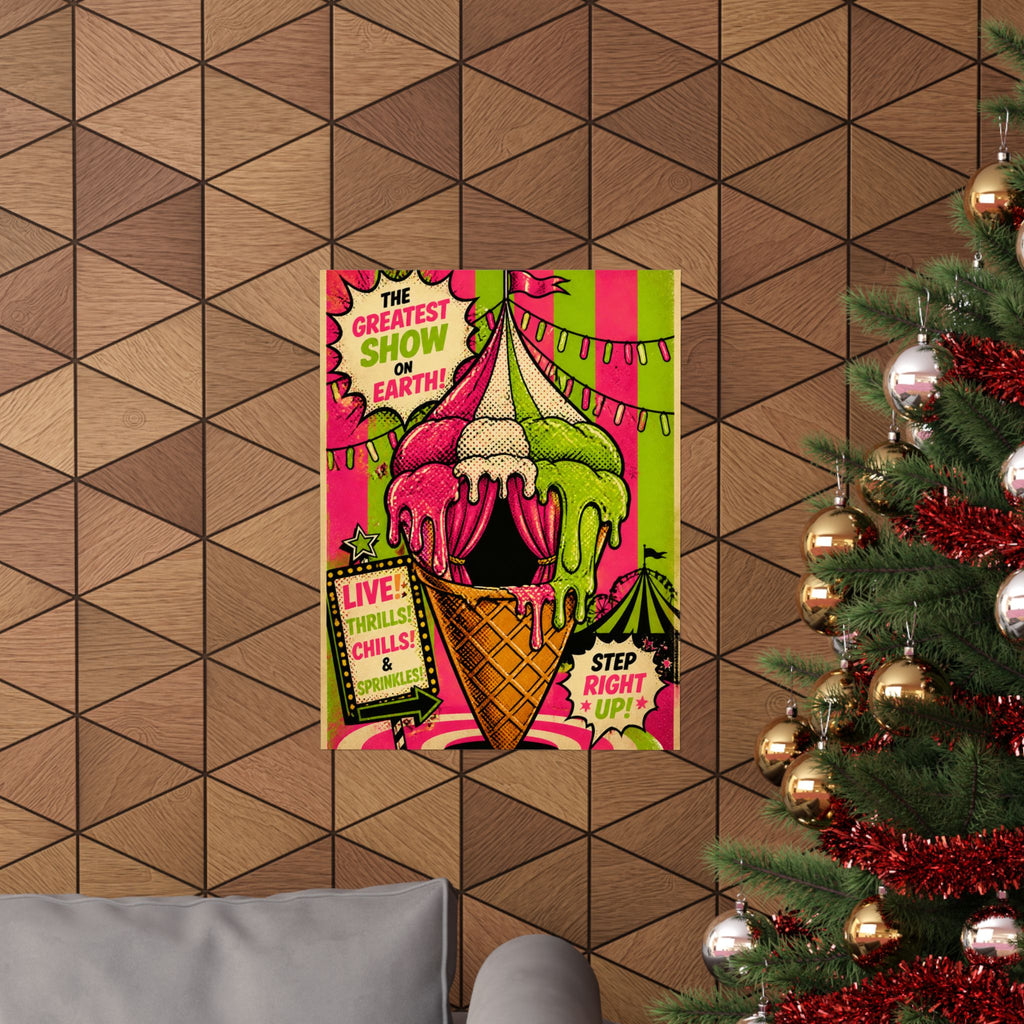 Ice Cream Cone Circus Tent Wall Art Poster 24×36 Pop Art Restaurant Decor Maximalist Print
