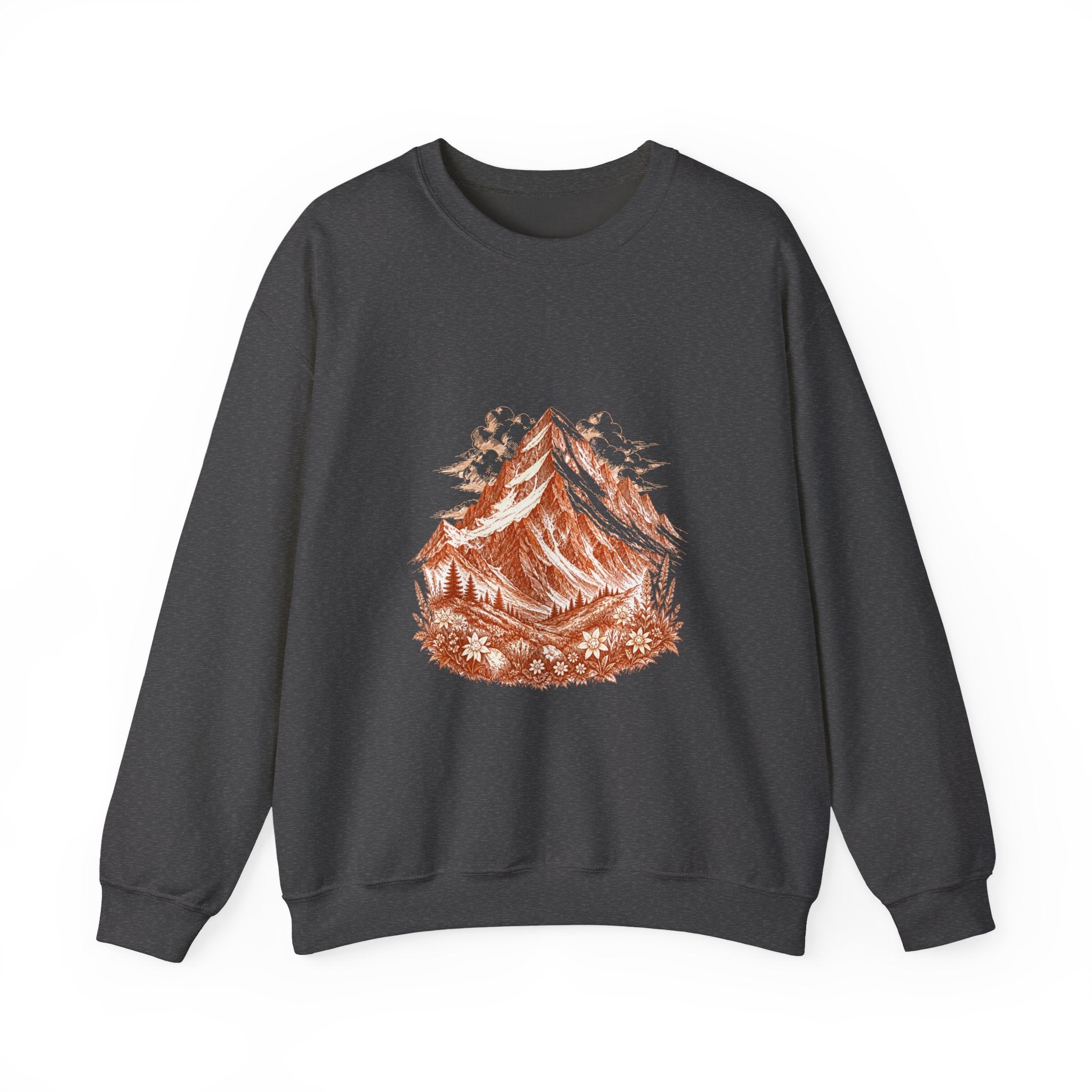 Matching Couple Sweatshirt - Mountain & Ocean Matching Couple Premium Fleece Sweatshirt Hand-Drawn Art His Hers Anniversary Gift - Design A
